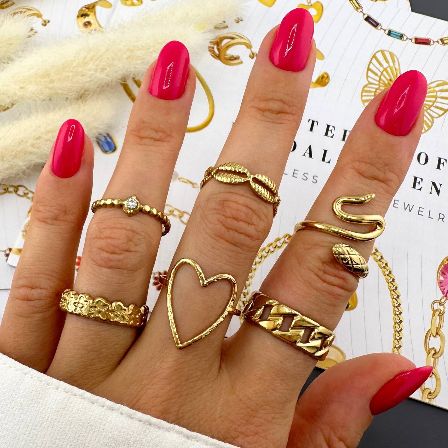 18K gold plated Stainless steel Snake finger ring, Intensity