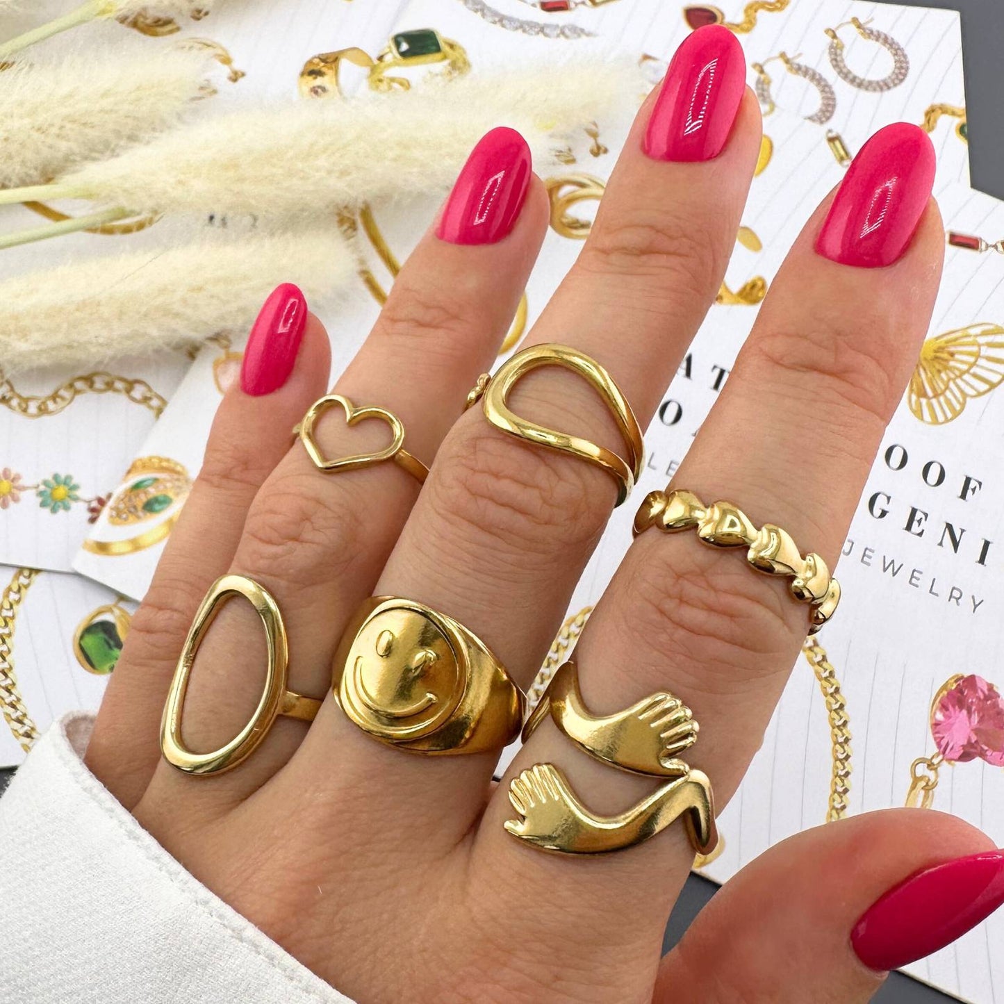 18K gold plated Stainless steel Heart finger ring, Intensity