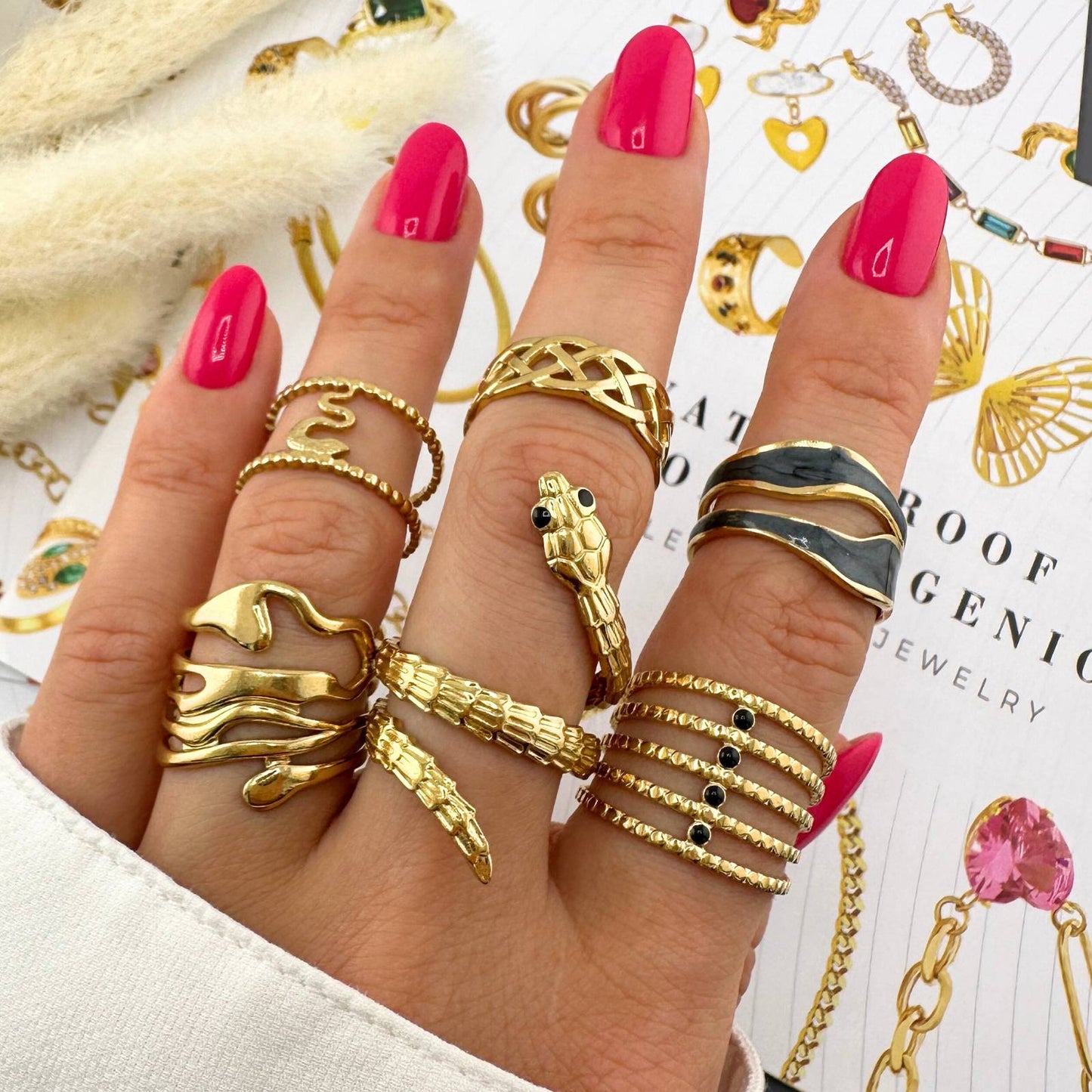18K gold plated Stainless steel snake finger ring, Intensity