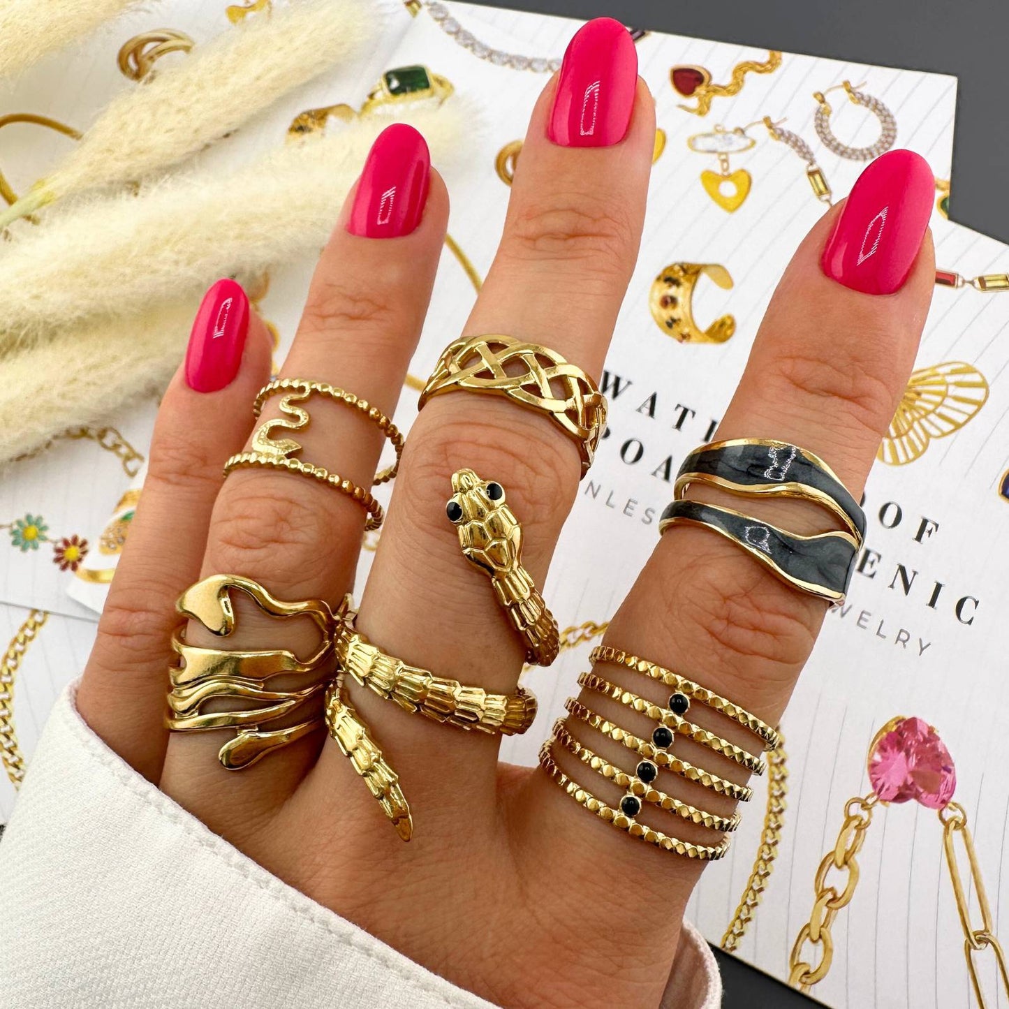 18K gold plated Stainless steel snake finger ring, Intensity