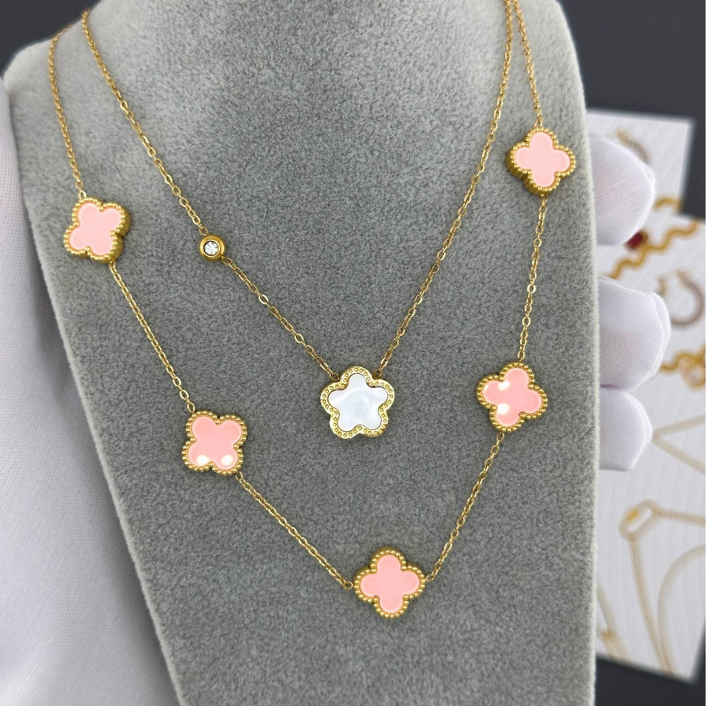 18K gold plated Stainless steel Flower necklace, Intensity