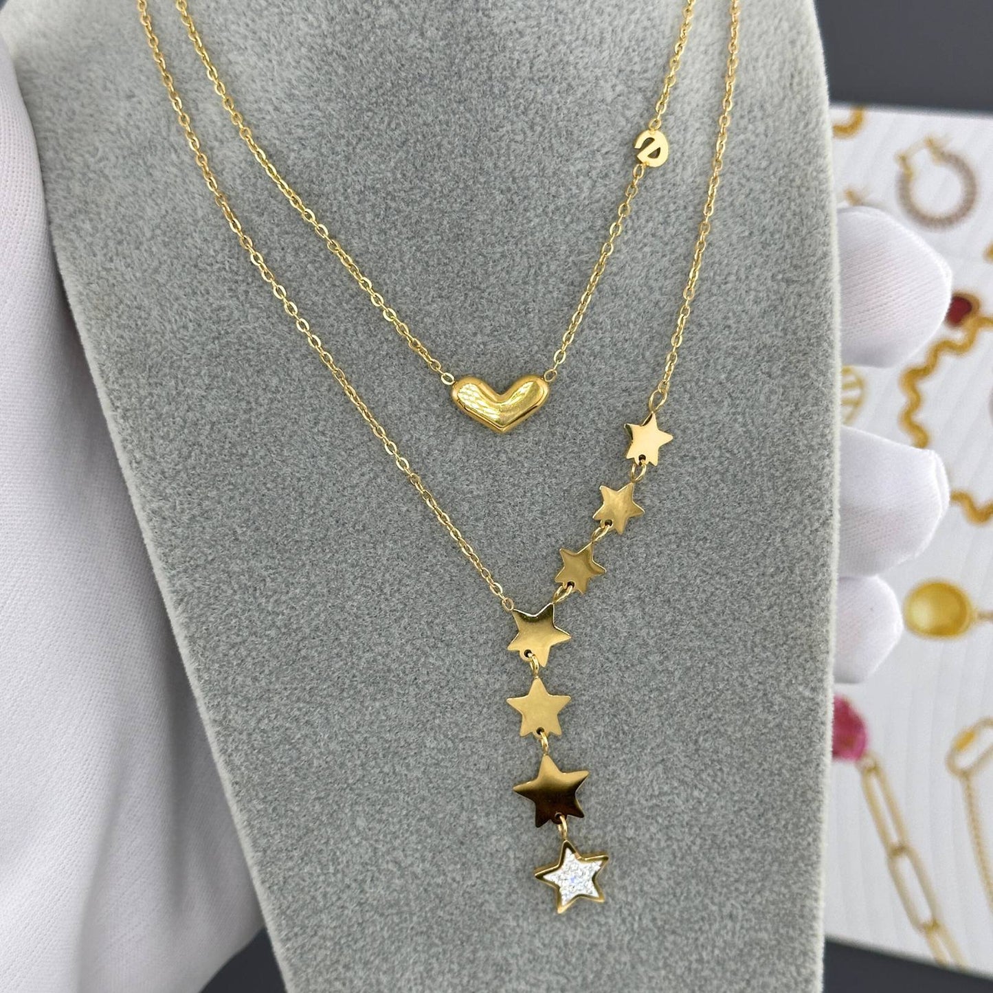 18K gold plated Stainless steel Stars necklace, Intensity