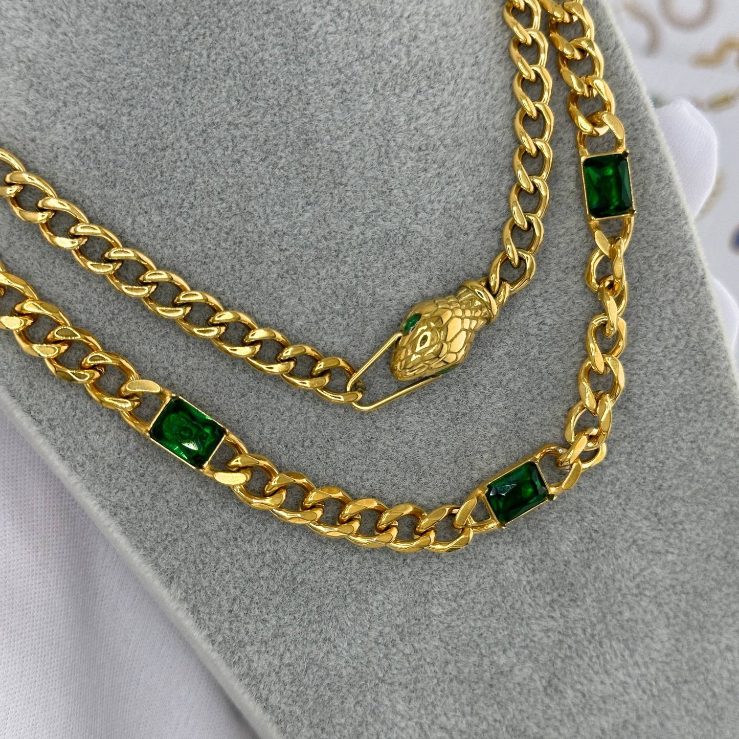 18K gold plated Stainless steel Snake necklace, Intensity