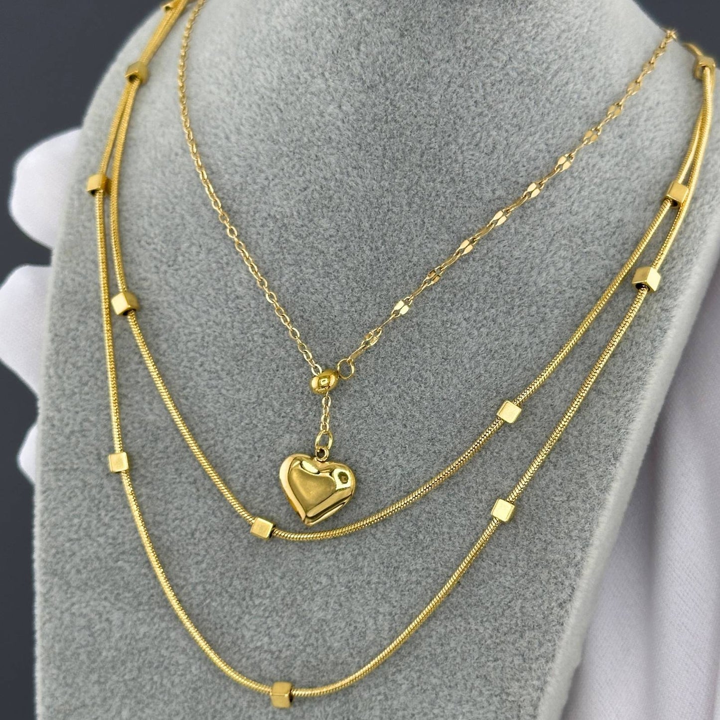 18K gold plated Stainless steel Heart necklace, Intensity