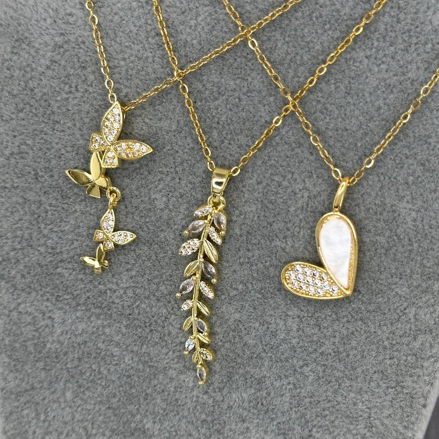 18K gold plated Stainless steel Butterflies necklace, Intensity