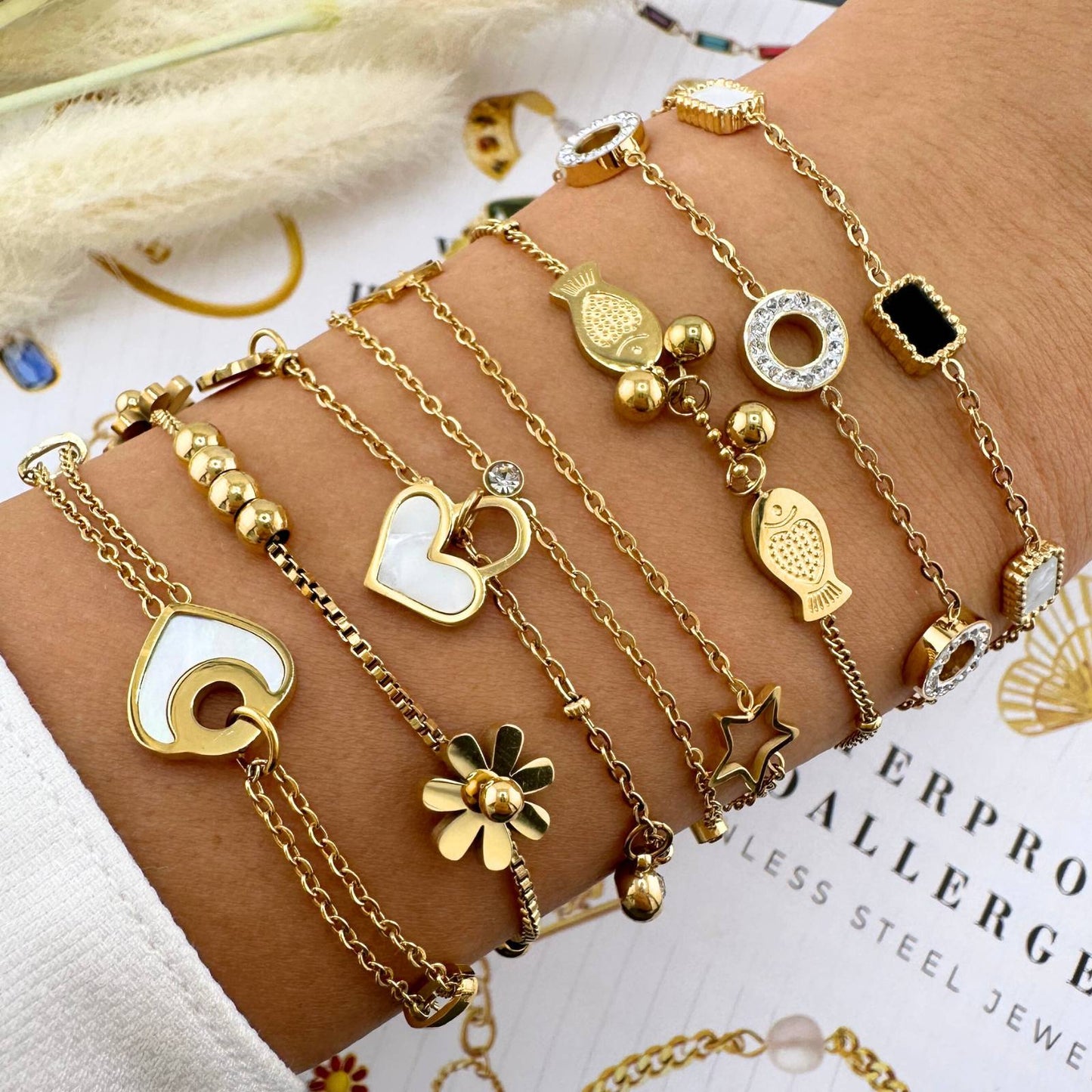 18K gold plated Stainless steel Fish bracelet, Intensity
