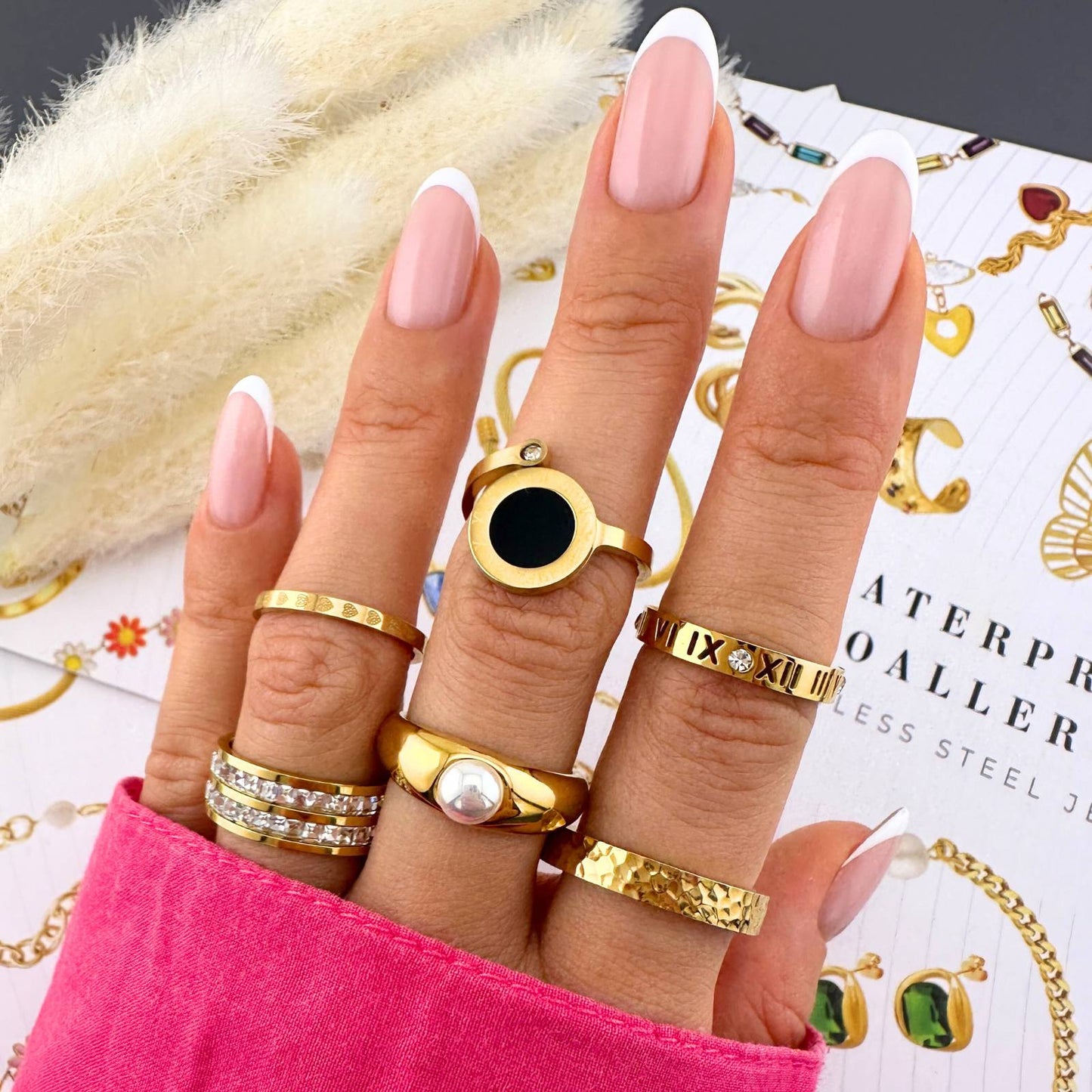 18K gold plated Stainless steel Hearts finger ring, Intensity