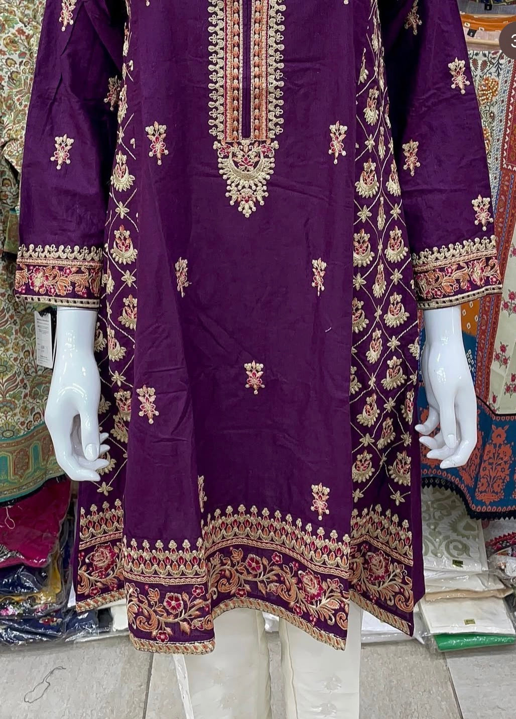 Casual embroidery khadar kurta frock/dress style heavy embroidery borders