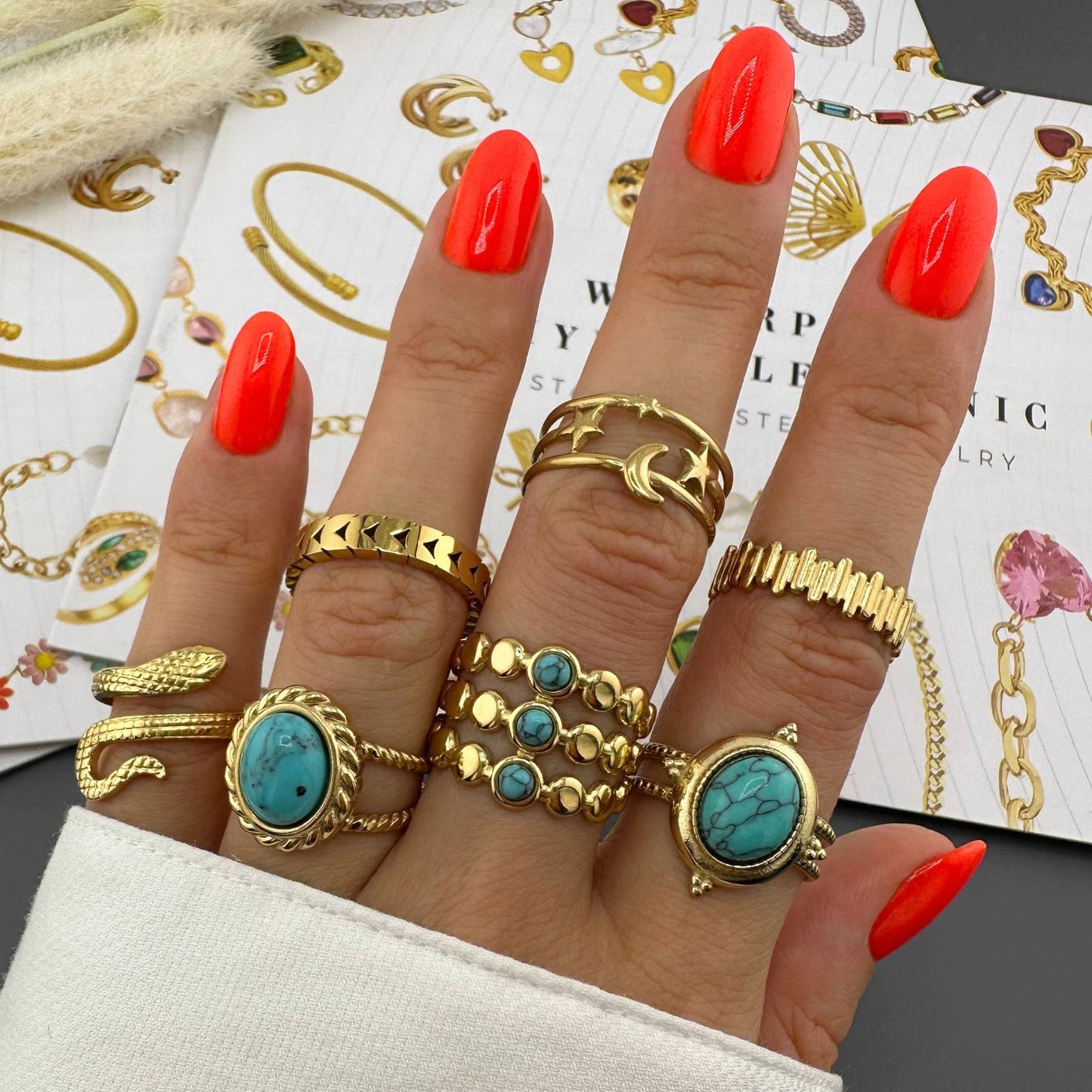 18K gold plated Stainless steel Snakes finger ring, Intensity