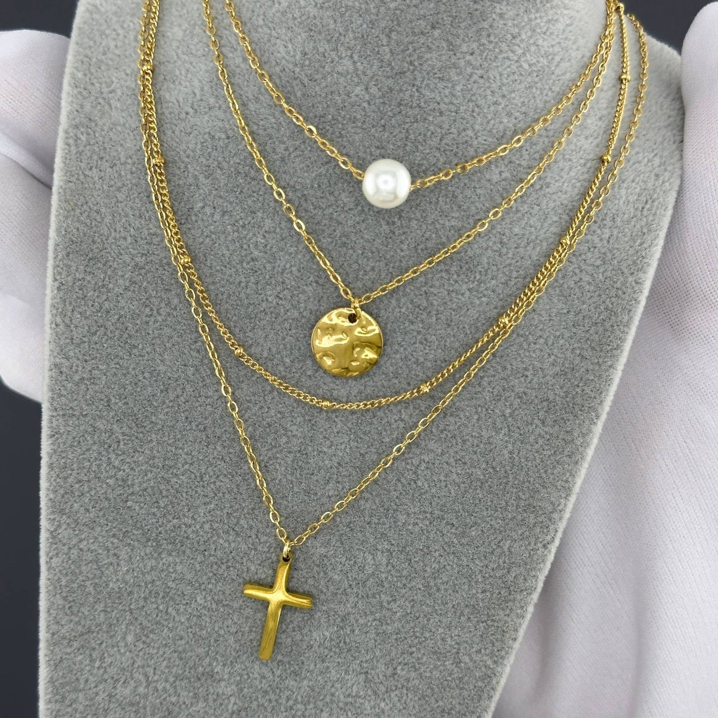 18K gold plated Stainless steel Crosses necklace, Intensity