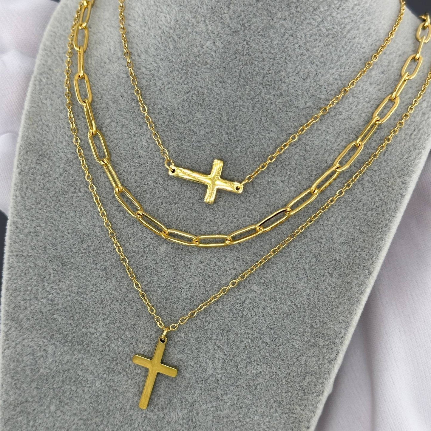18K gold plated Stainless steel Crosses necklace, Intensity