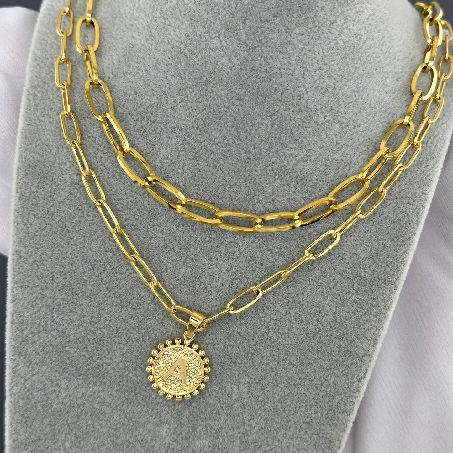 18K gold plated Stainless steel Letter A necklace, Intensity