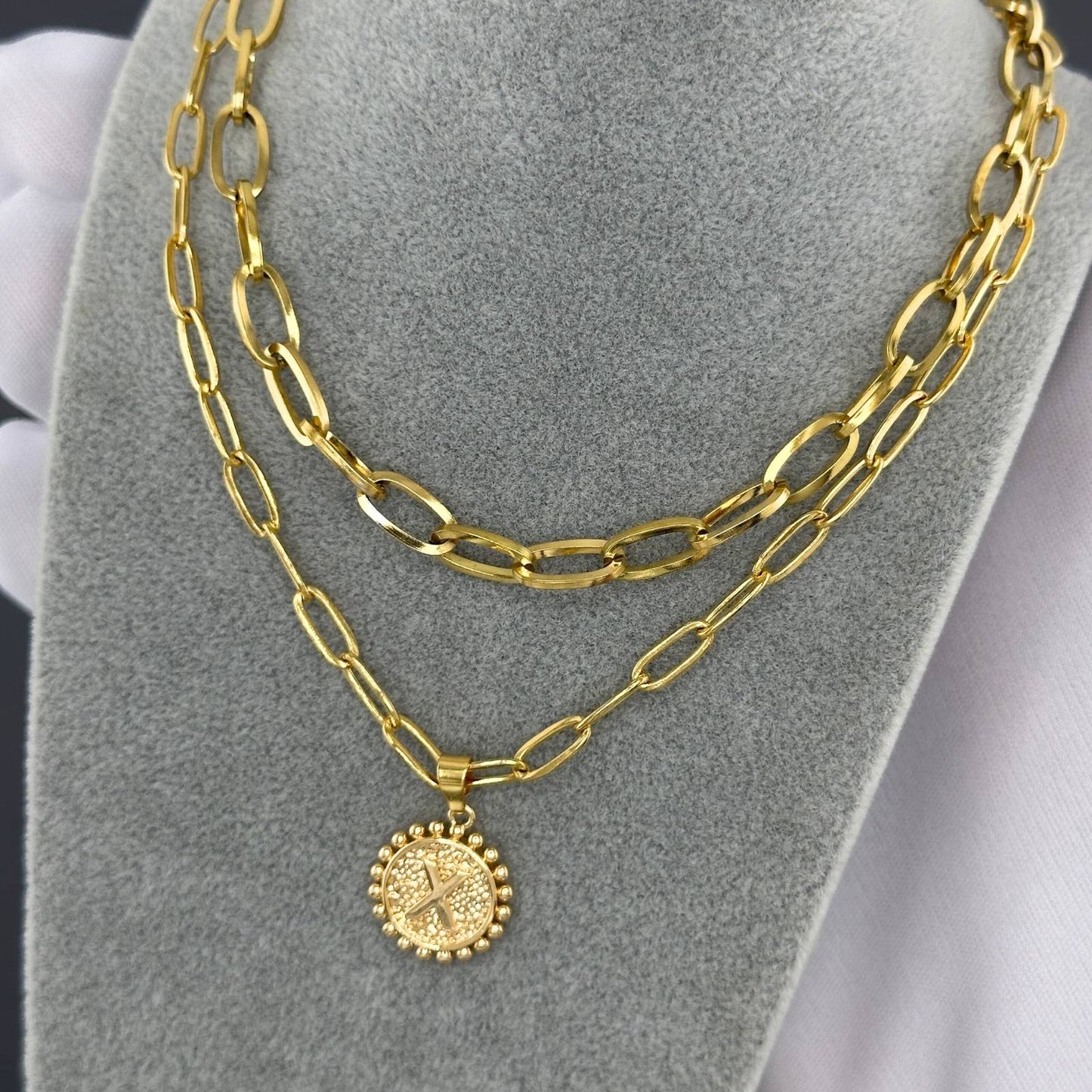 18K gold plated Stainless steel Letter X necklace, Intensity