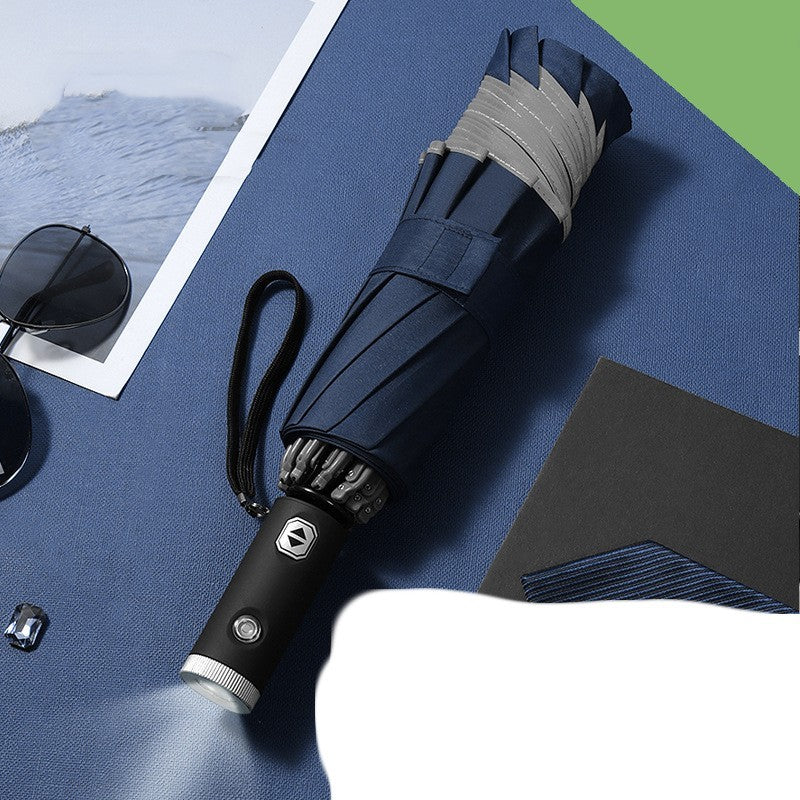 Full-automatic Car LED Light Reflective Strip Folding Umbrella