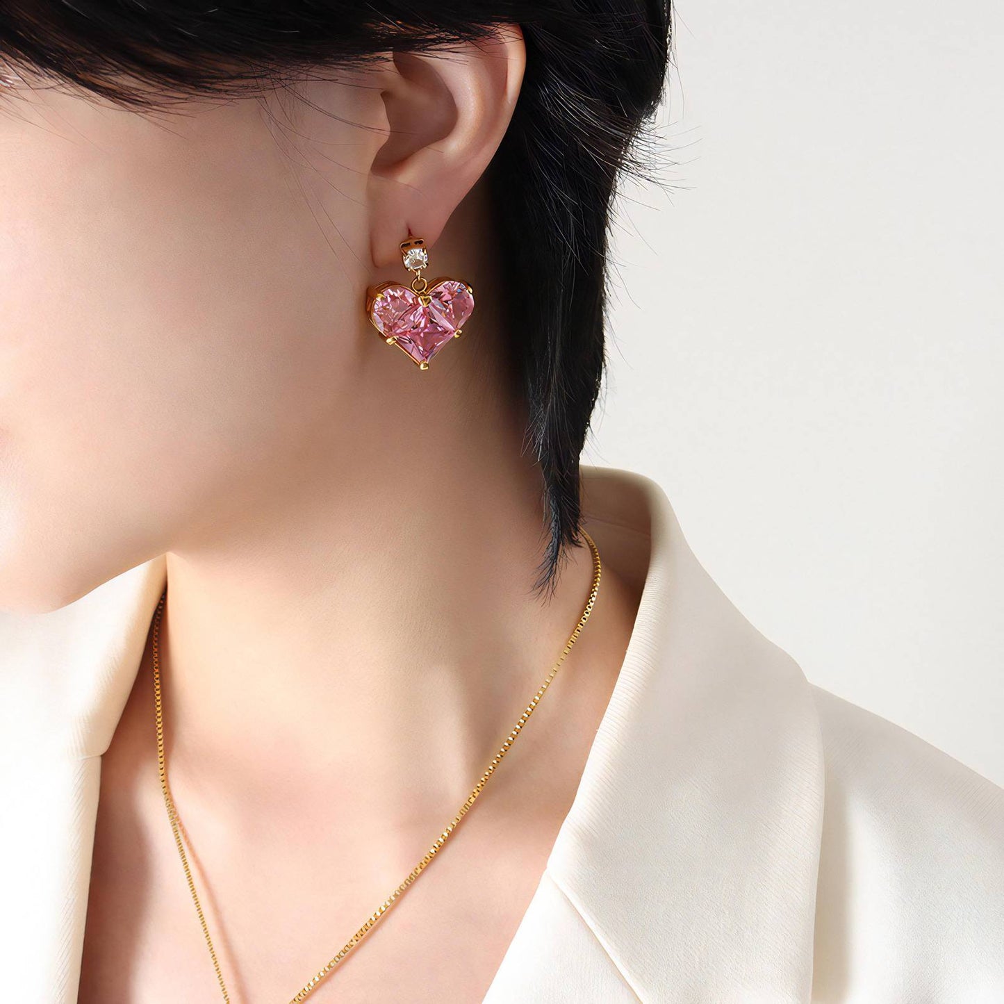 18K gold plated Stainless steel Hearts earrings, Intensity