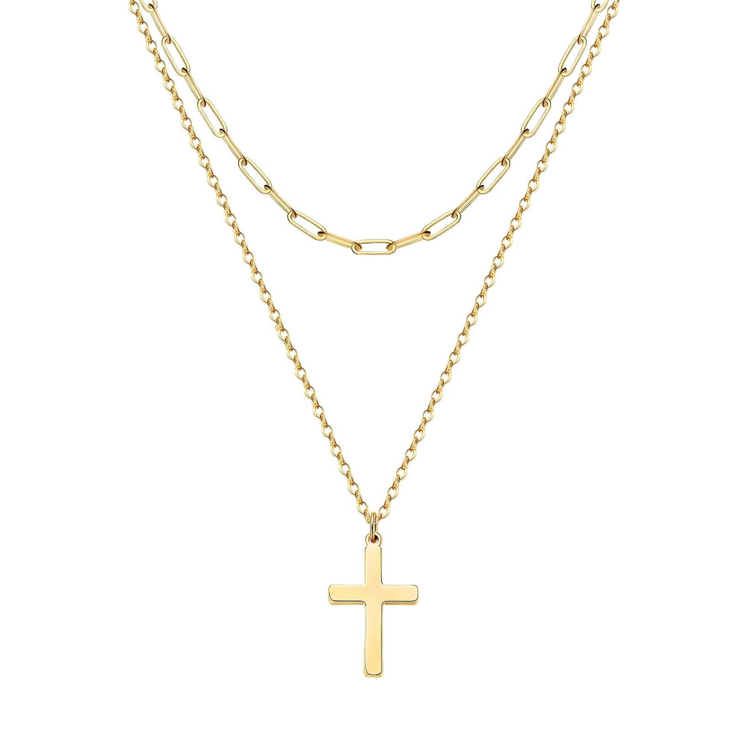 18K gold plated Stainless steel Crosses necklace, Intensity
