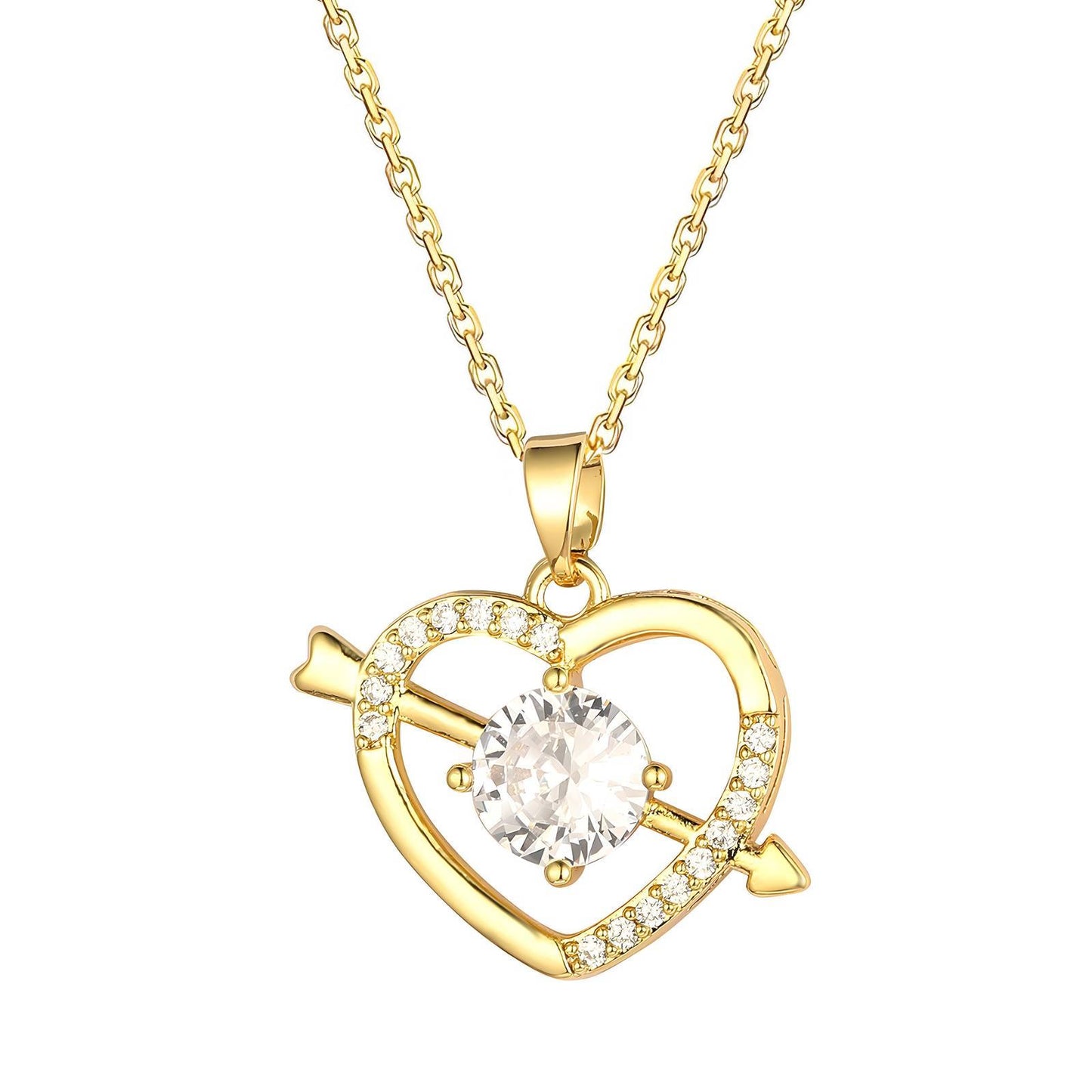 18K gold plated Stainless steel Heart necklace, Intensity