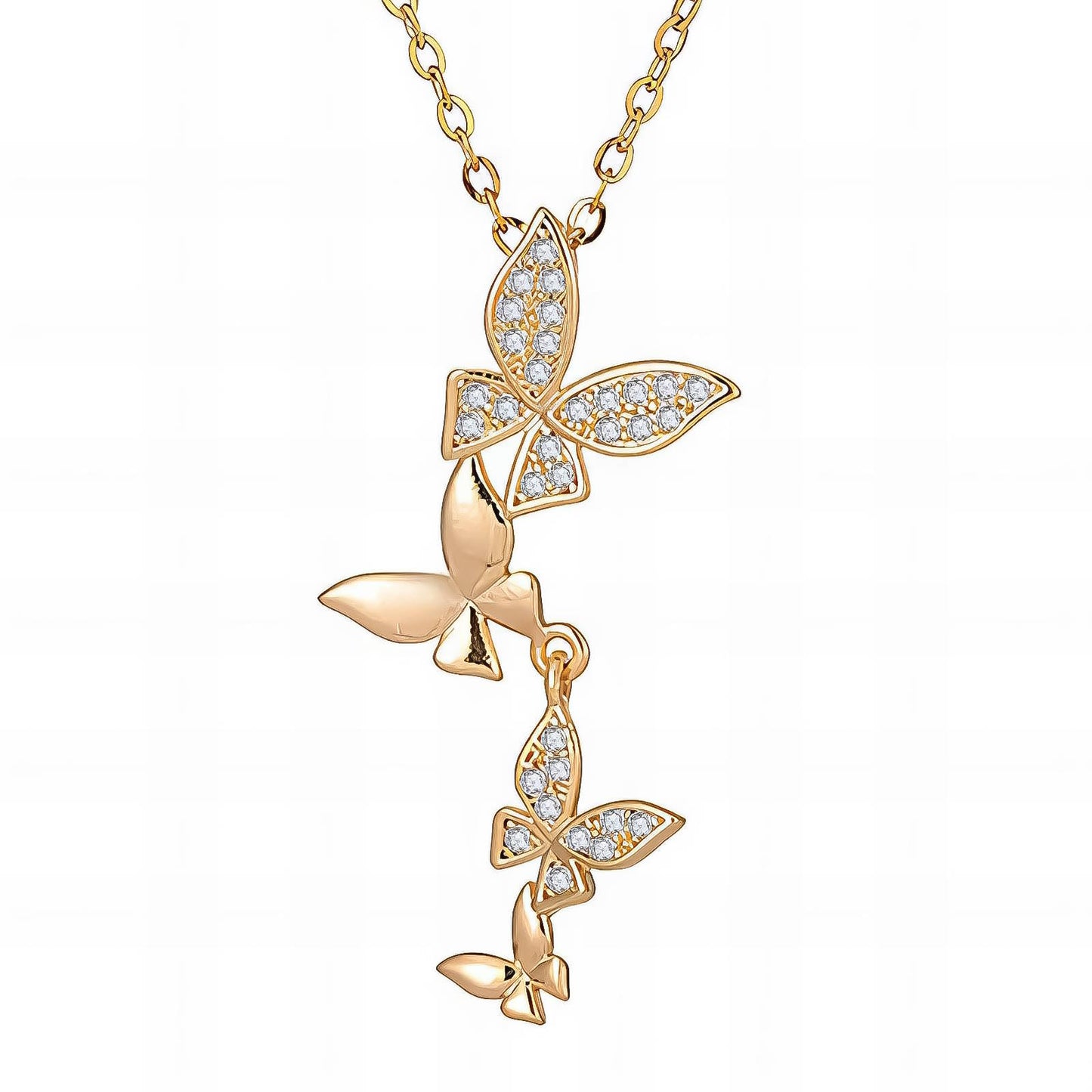 18K gold plated Stainless steel Butterflies necklace, Intensity