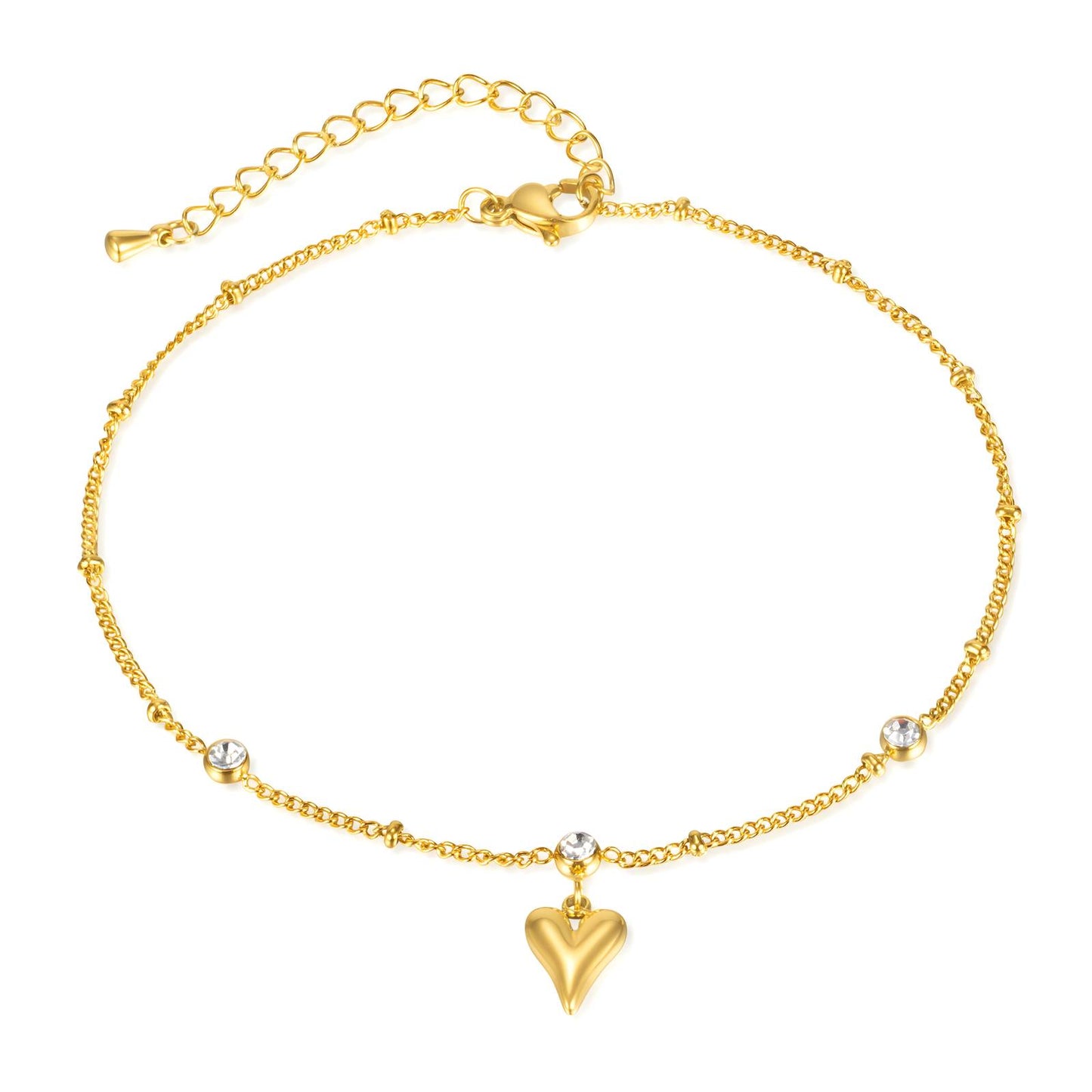 18K gold plated Stainless steel Hearts anklet, Intensity