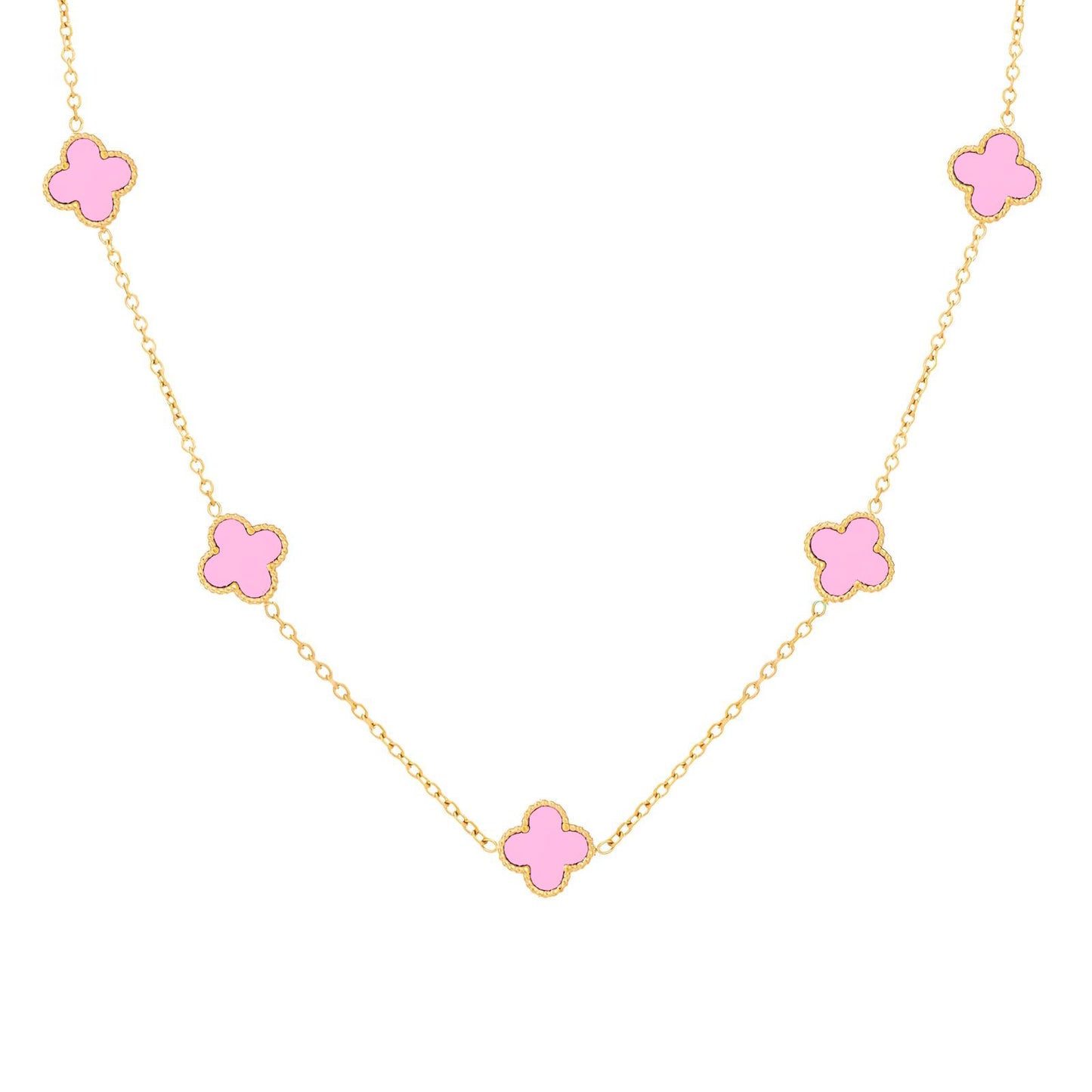 18K gold plated Stainless steel Four-leaf clover necklace, Intensity