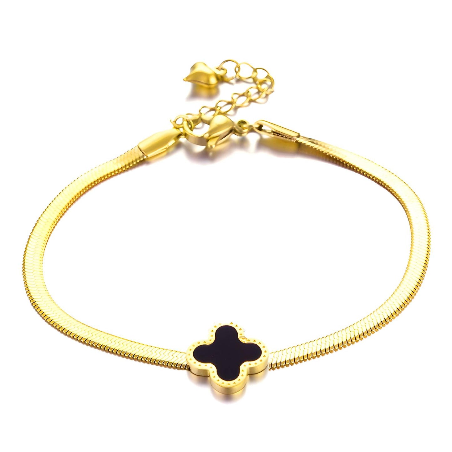 18K gold plated Stainless steel Four-leaf clover bracelet, Intensity