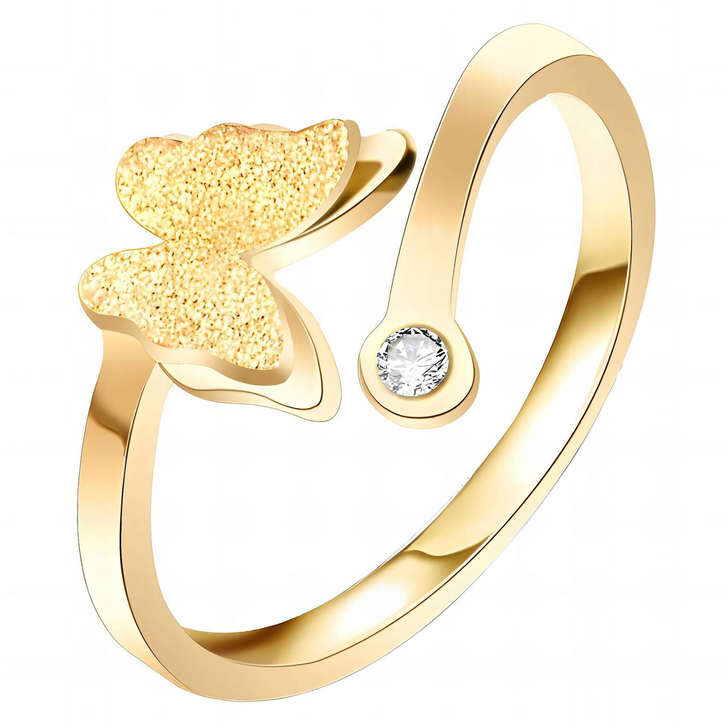 18K gold plated Stainless steel Butterfly finger ring, Intensity