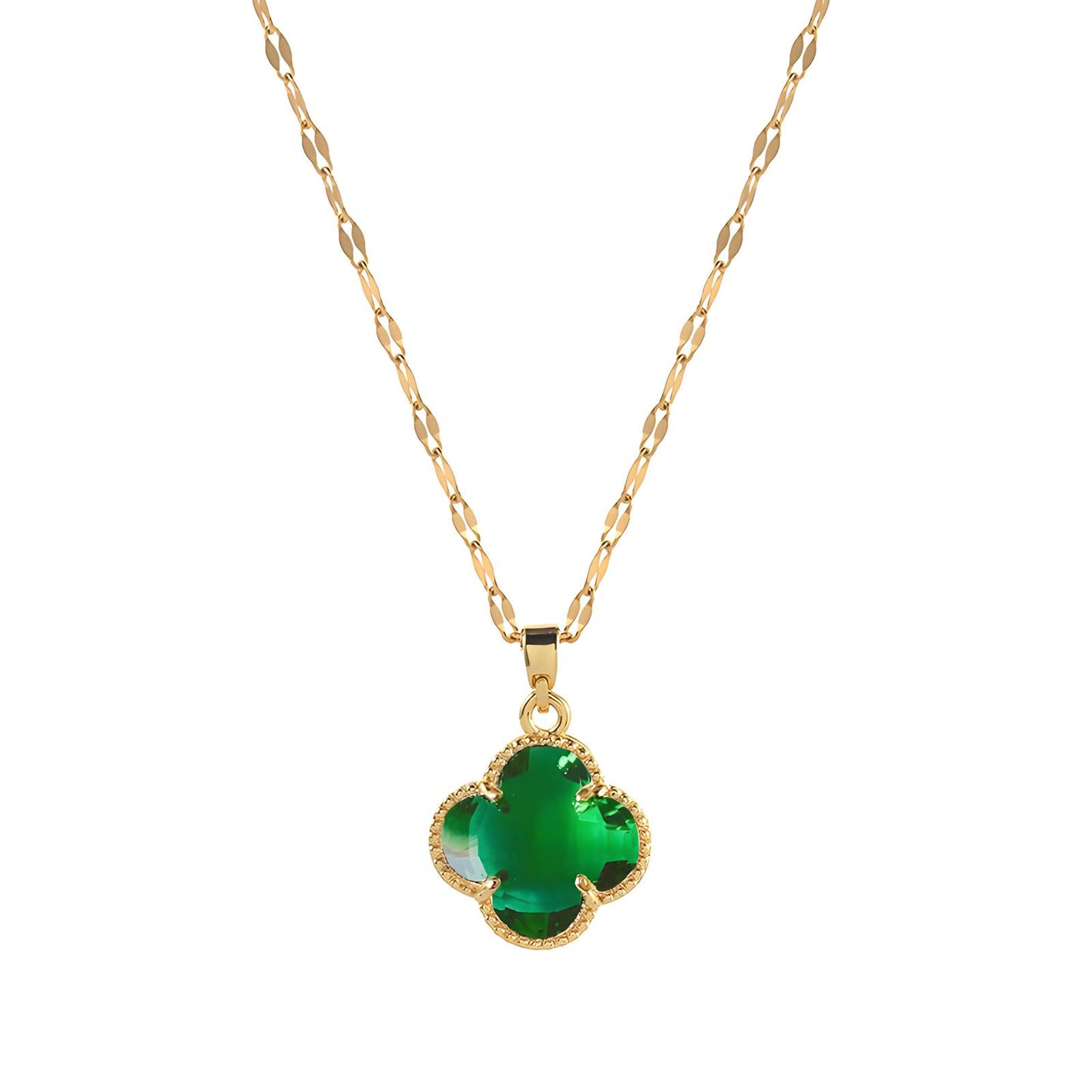 18K gold plated Stainless steel Four-leaf clover necklace, Intensity