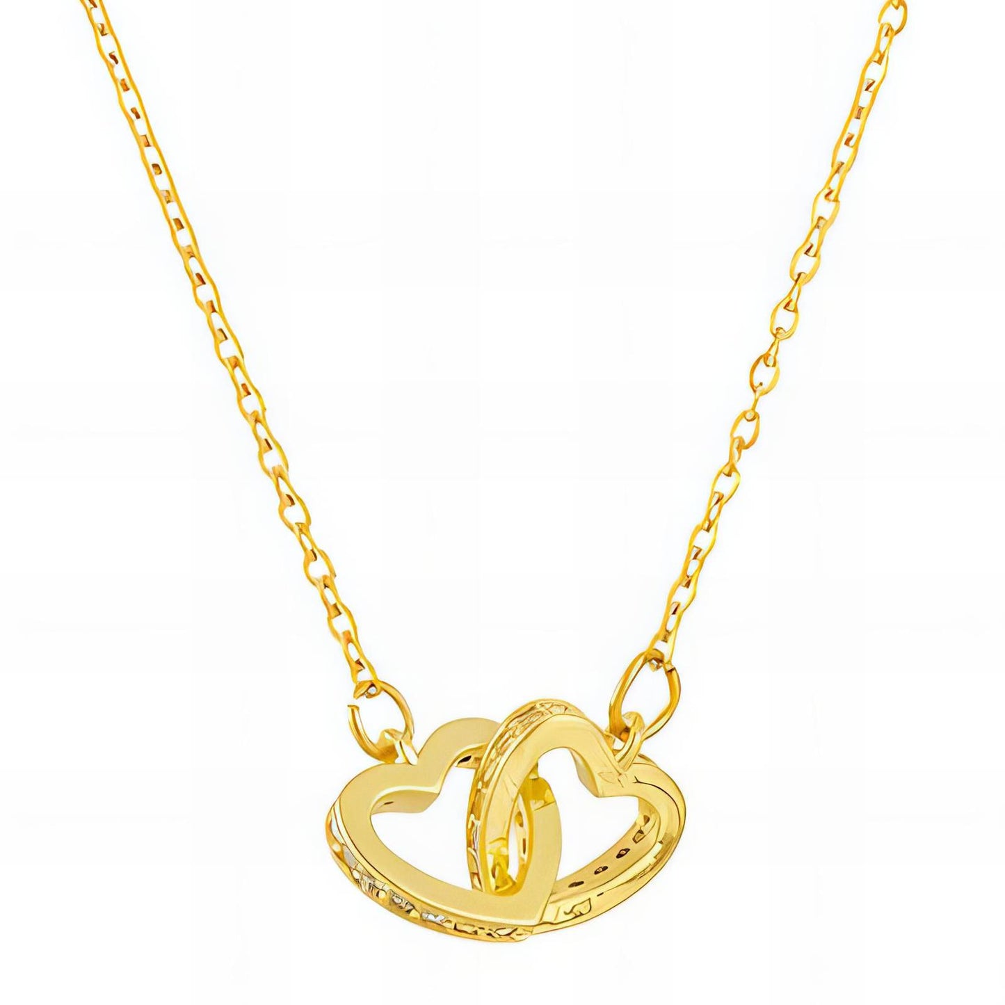 18K gold plated Stainless steel Hearts necklace, Intensity