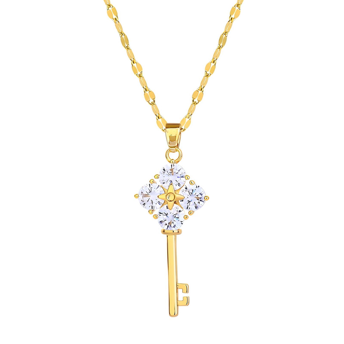 18K gold plated Stainless steel Key necklace, Intensity