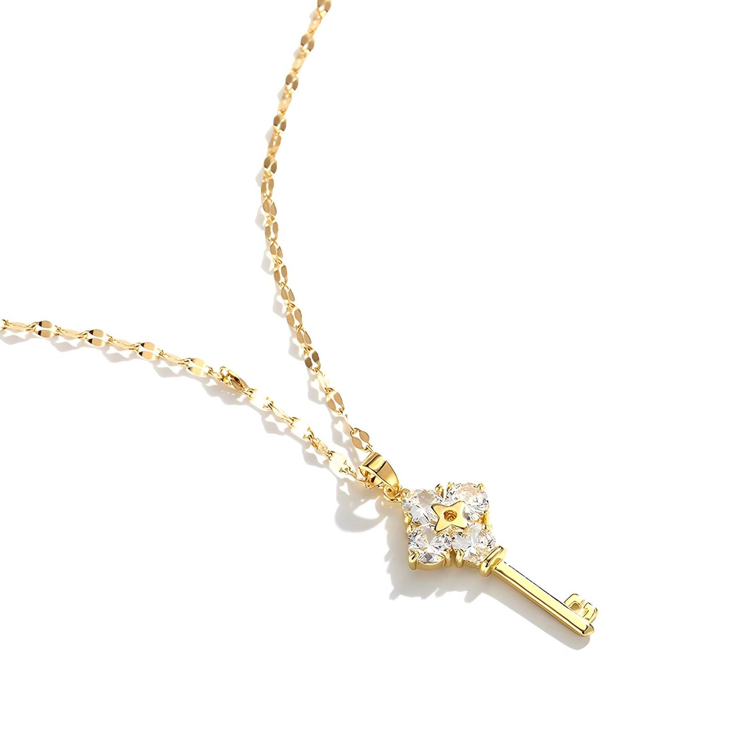 18K gold plated Stainless steel Key necklace, Intensity