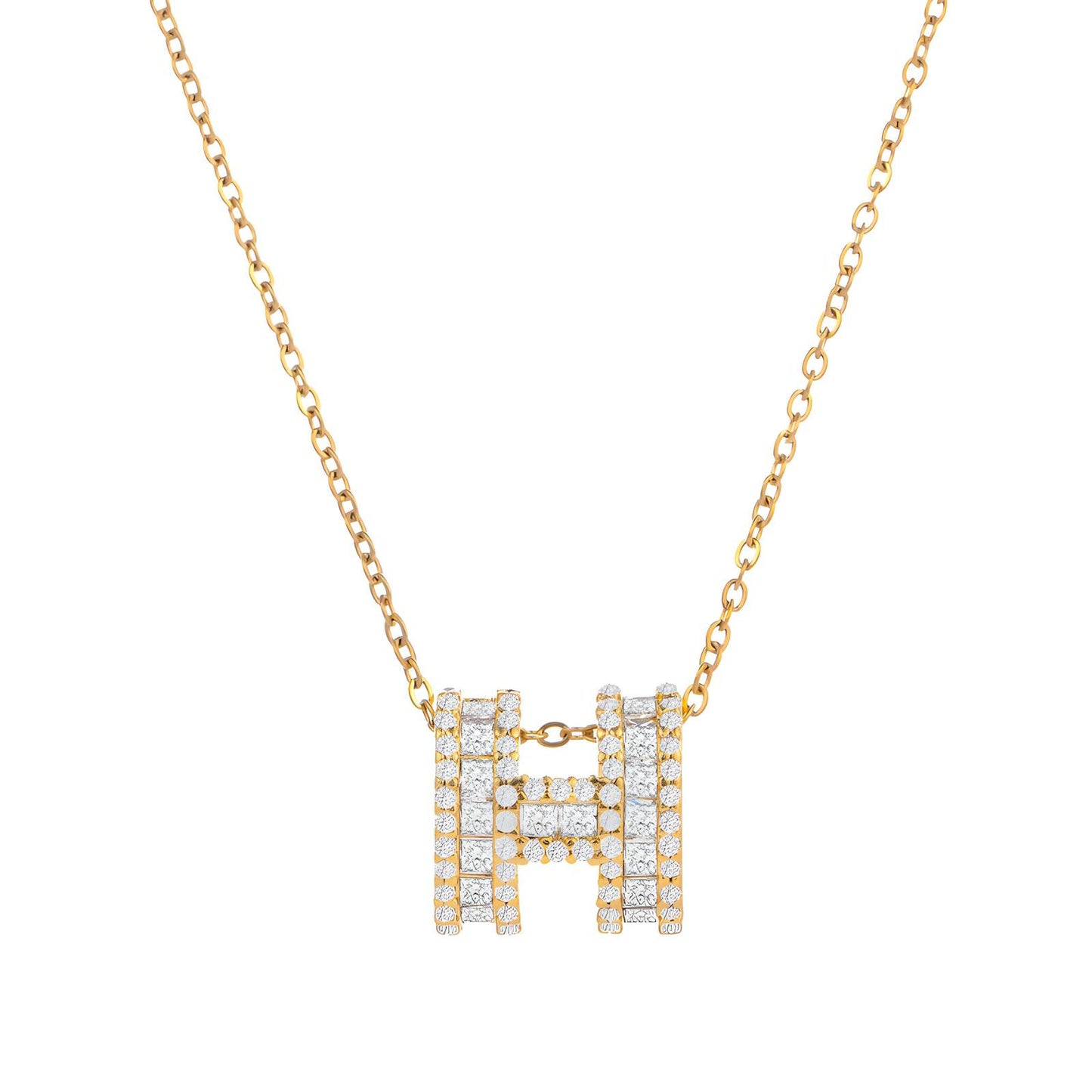 18K gold plated Stainless steel Letter H necklace, Intensity