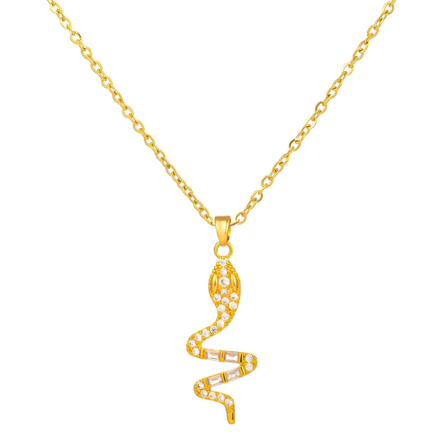 18K gold plated Stainless steel Snake necklace, Intensity