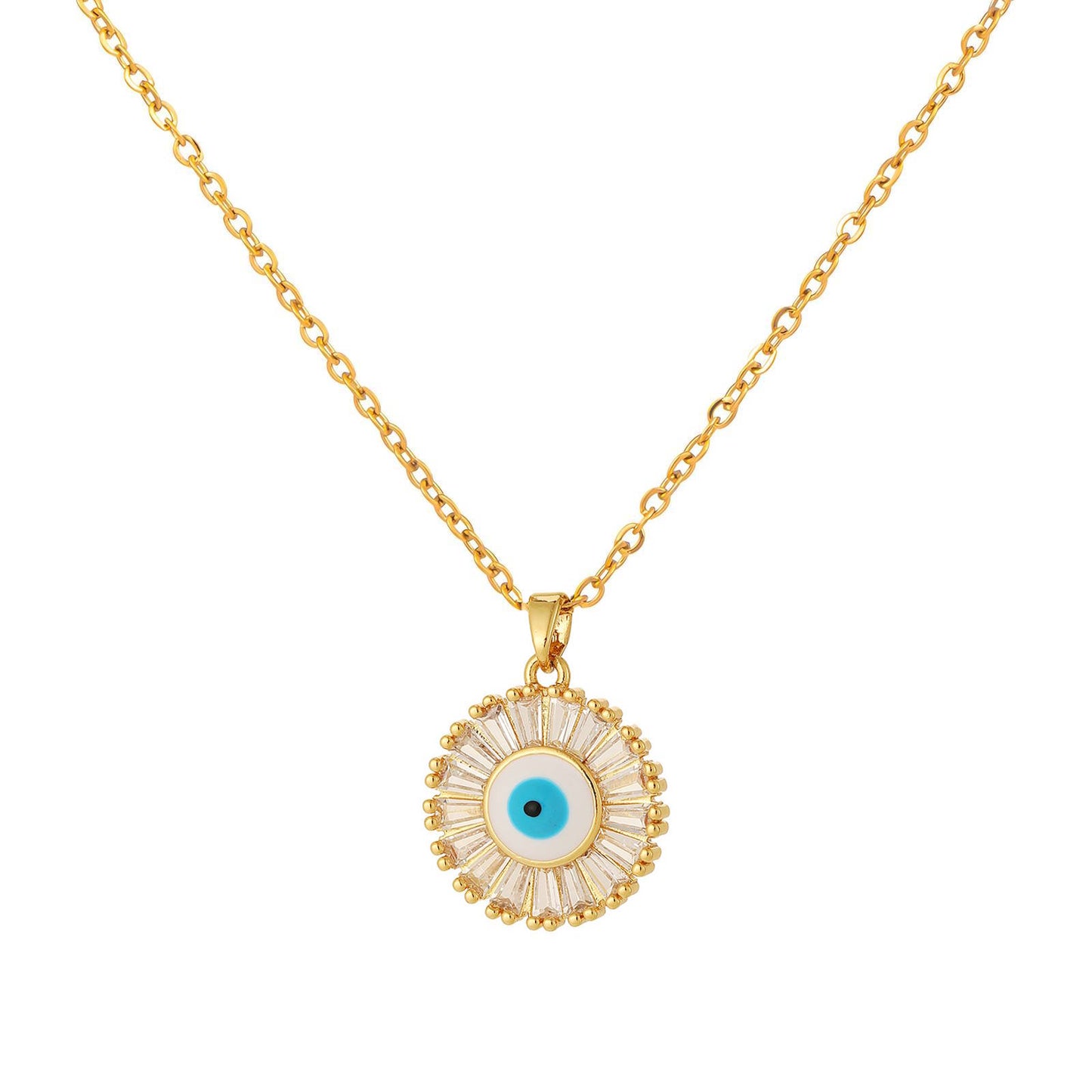 18K gold plated Stainless steel Evil Eye necklace, Intensity