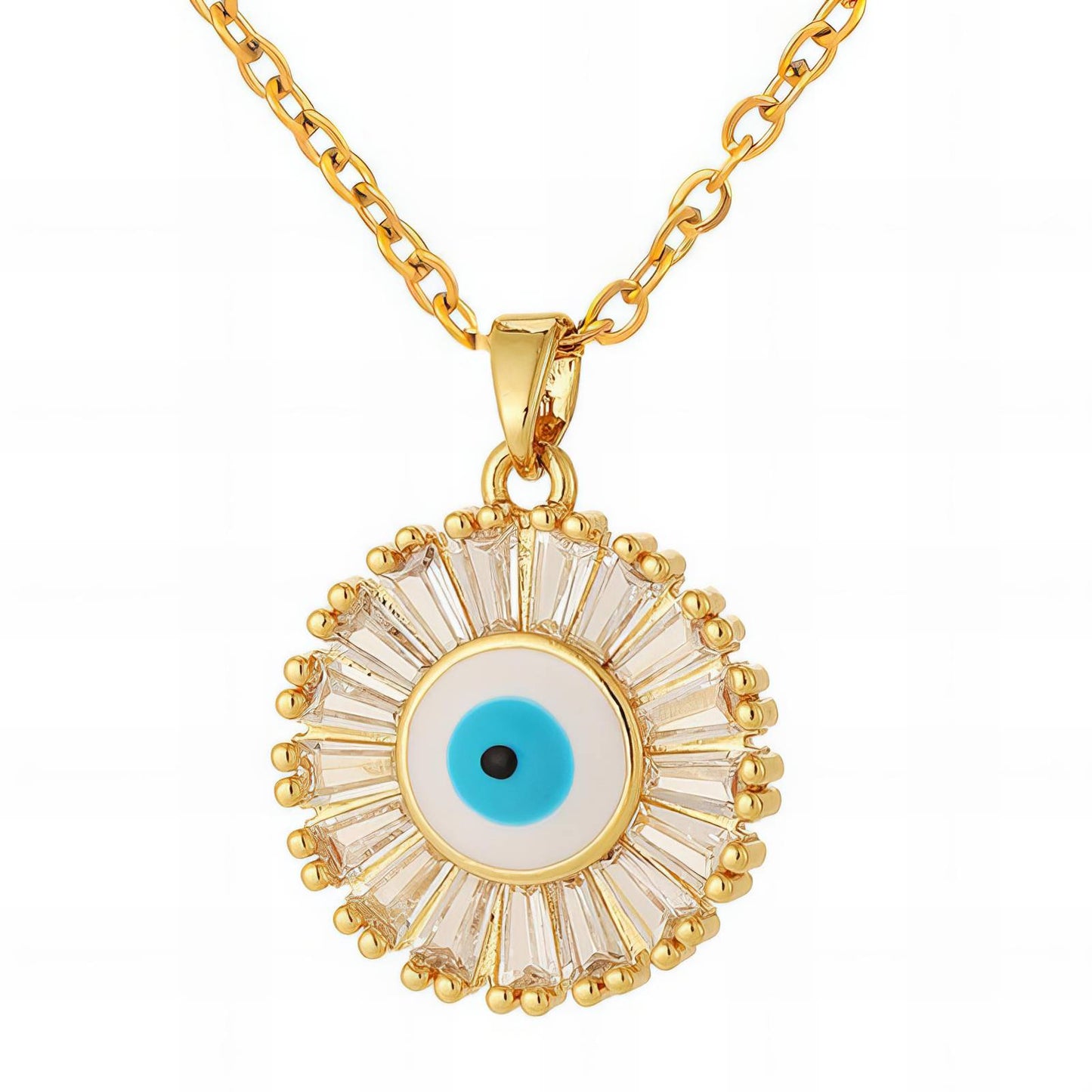 18K gold plated Stainless steel Evil Eye necklace, Intensity
