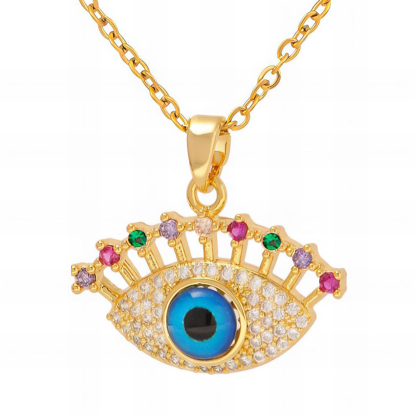 18K gold plated Stainless steel Evil Eye necklace, Intensity