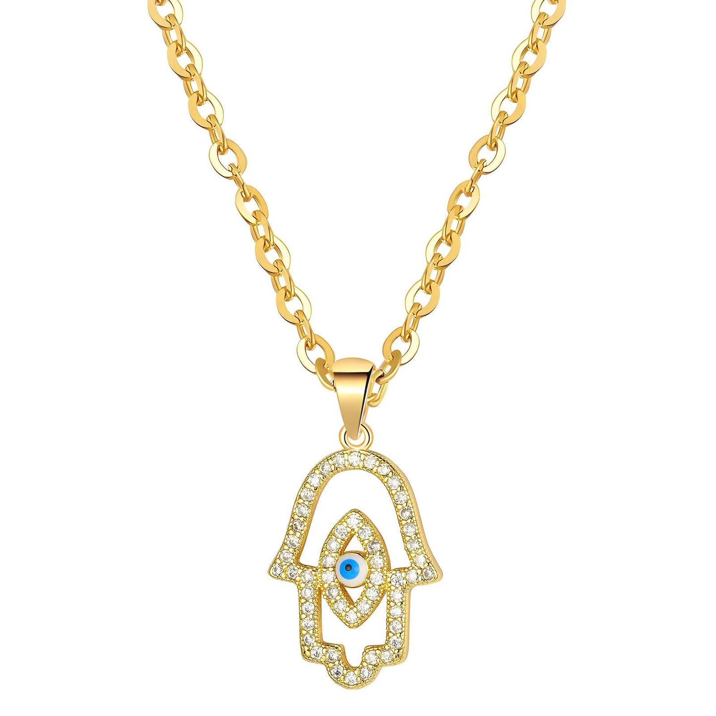 18K gold plated Stainless steel Evil Eye necklace, Intensity