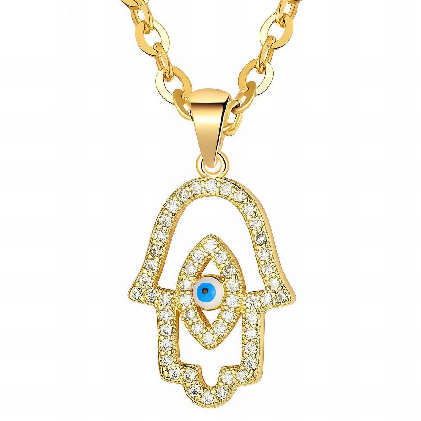 18K gold plated Stainless steel Evil Eye necklace, Intensity