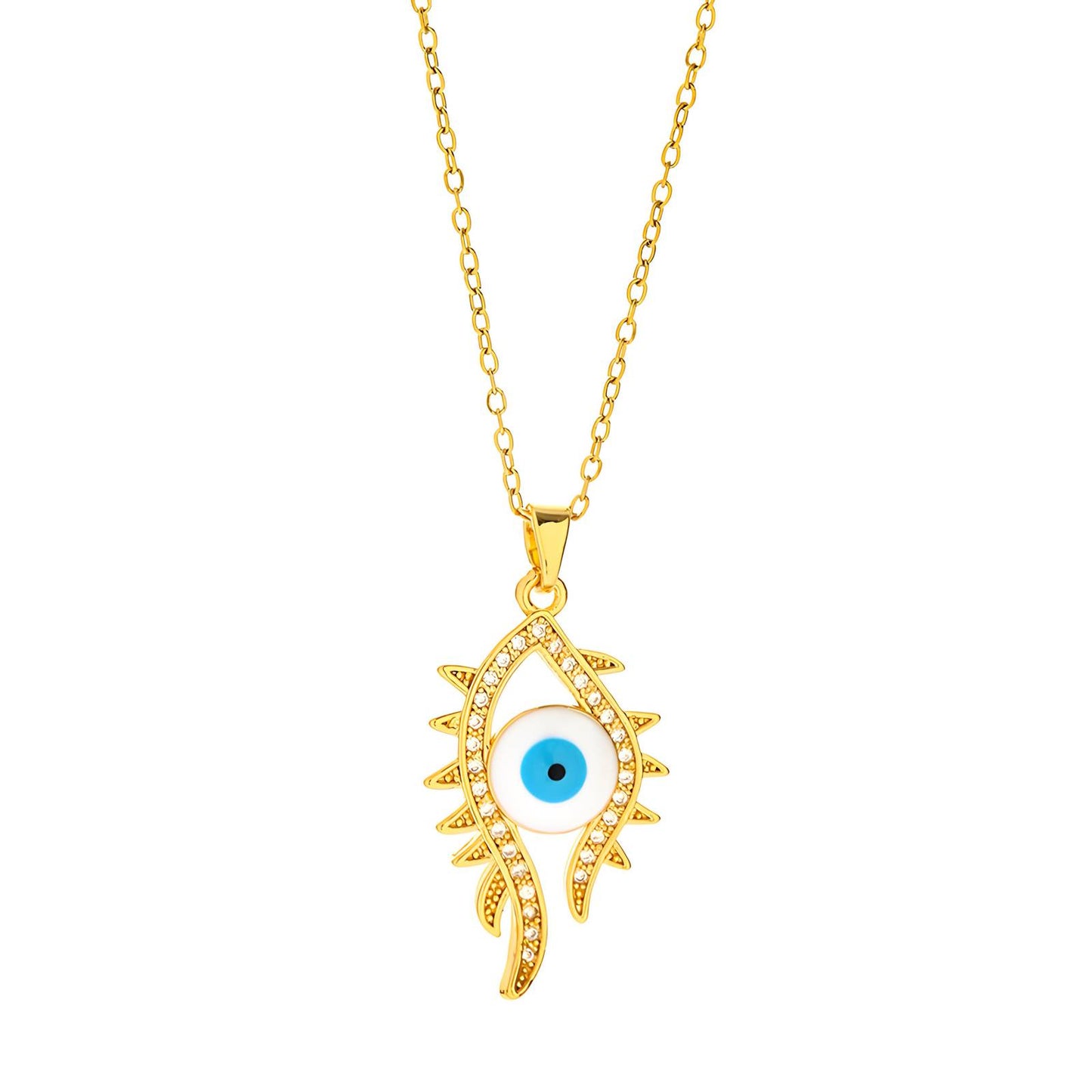 18K gold plated Stainless steel evil eye necklace, Intensity