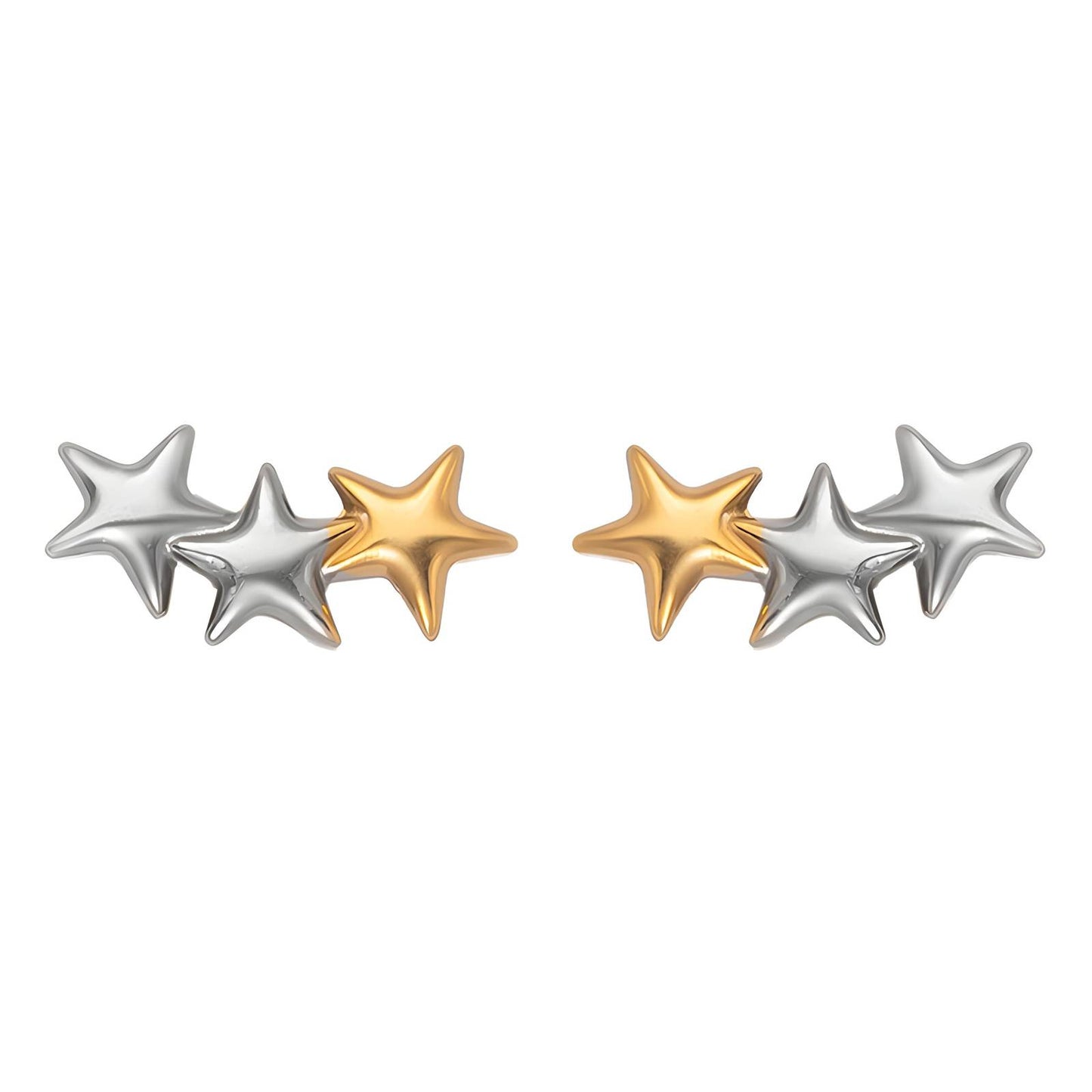 18K gold plated Stainless steel Stars earrings, Intensity