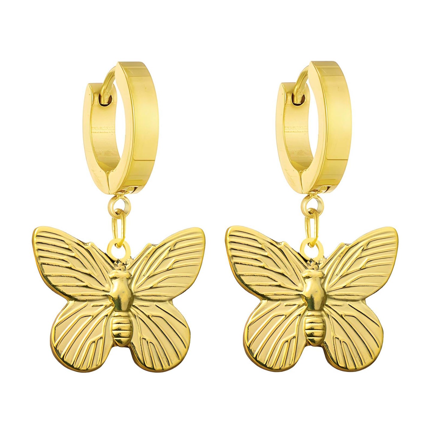 18K gold plated Stainless steel Butterflies earrings, Intensity