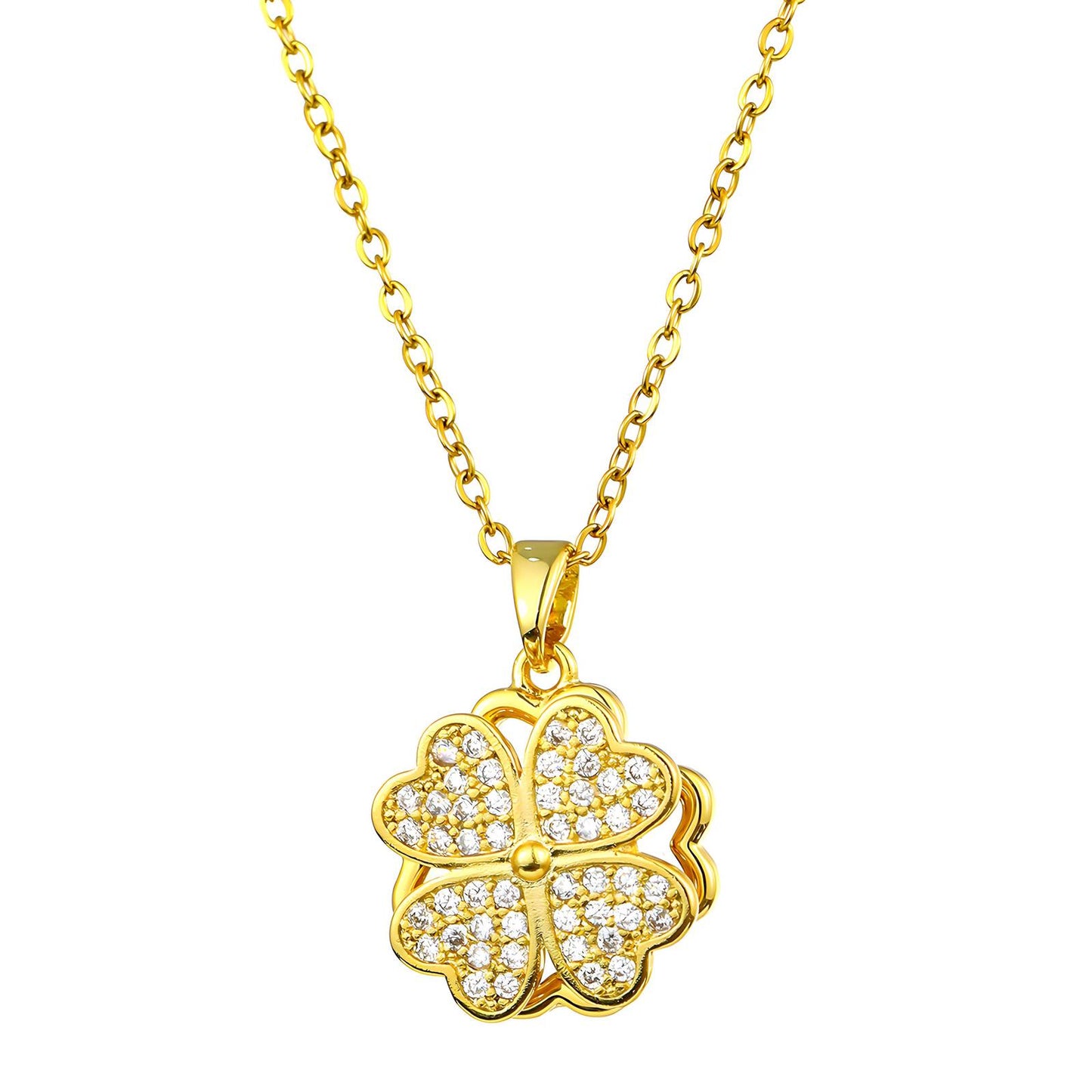 18K gold plated Stainless steel Four-leaf clover necklace, Intensity