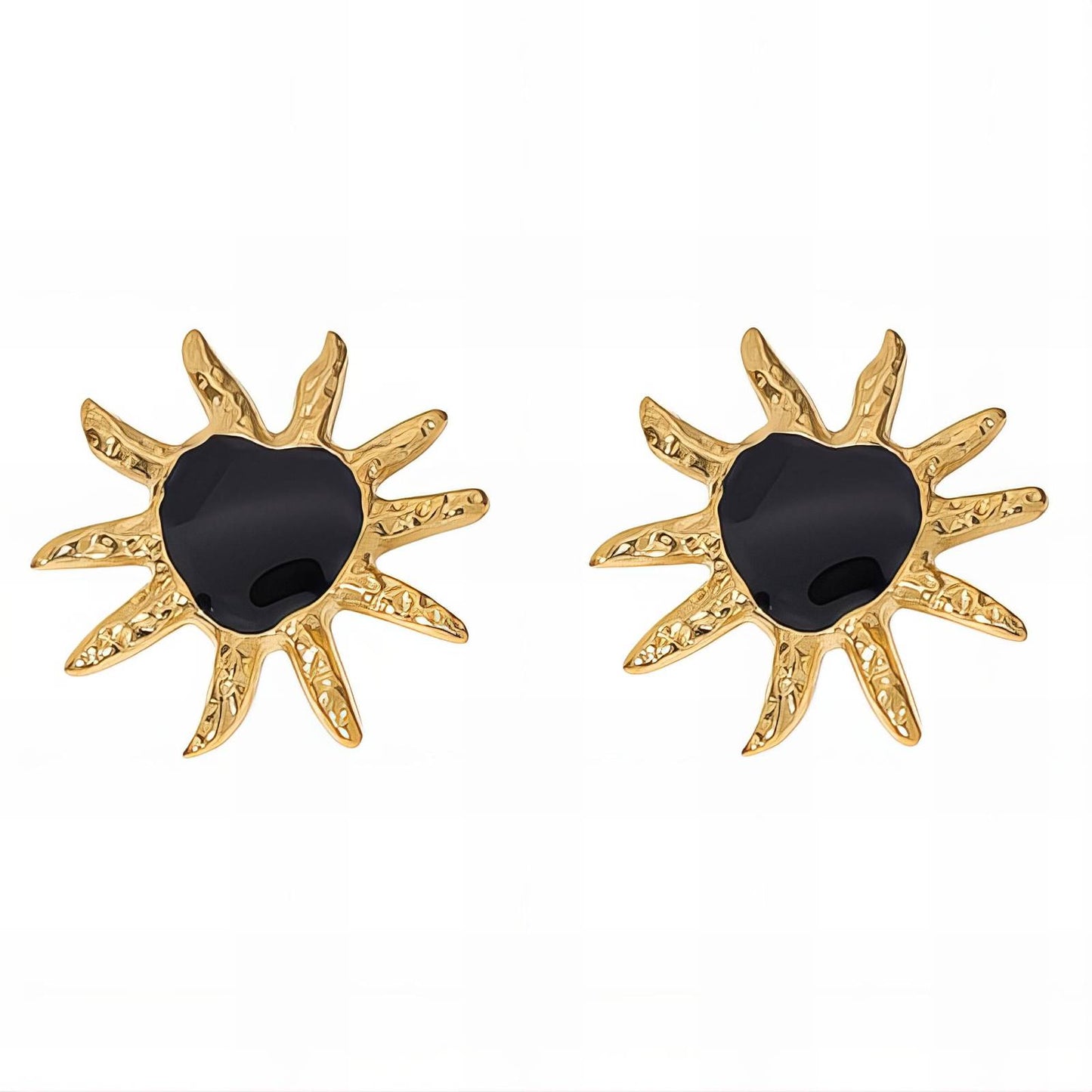 18K gold plated Stainless steel Sun earrings, Intensity