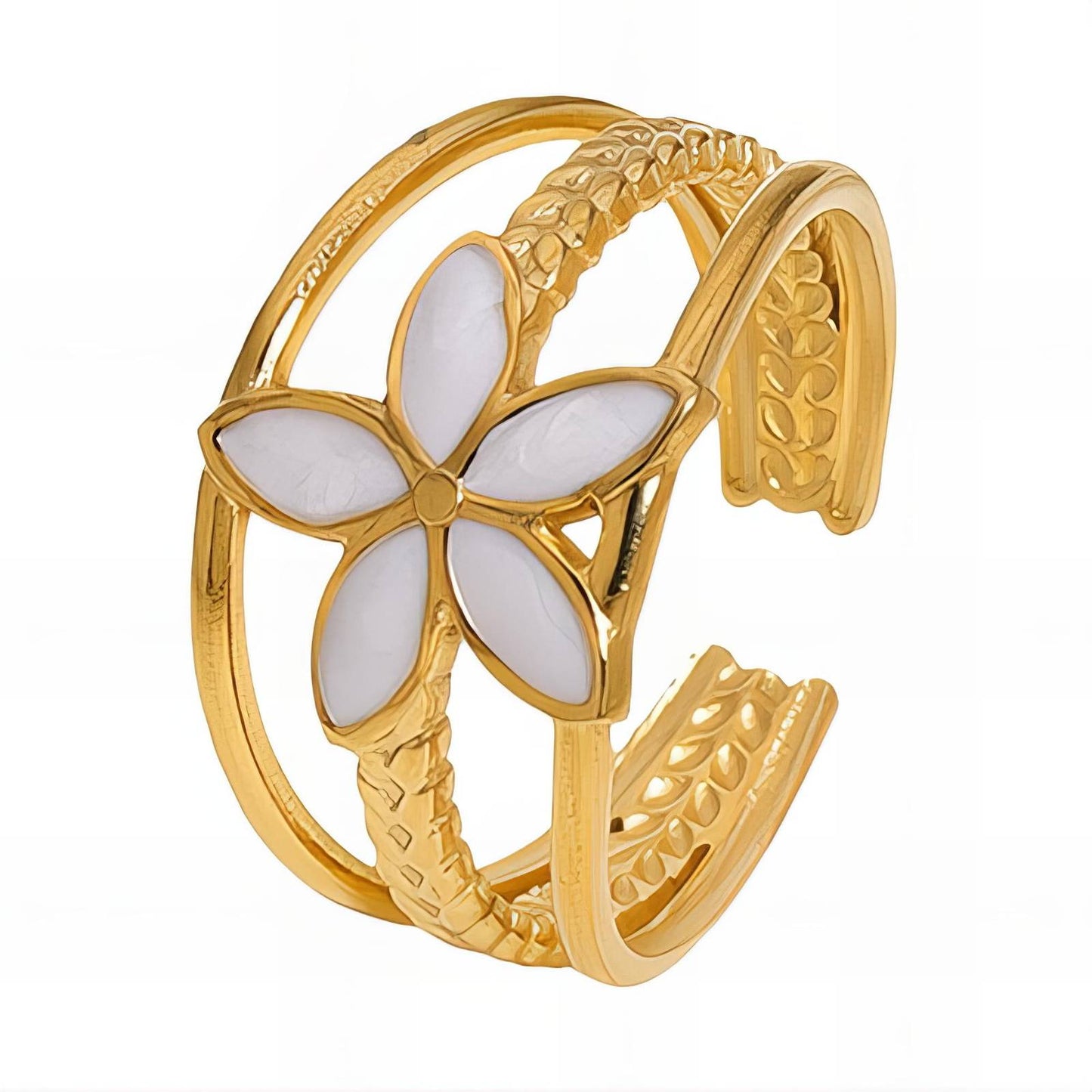 18K gold plated Stainless steel Flower finger ring, Intensity