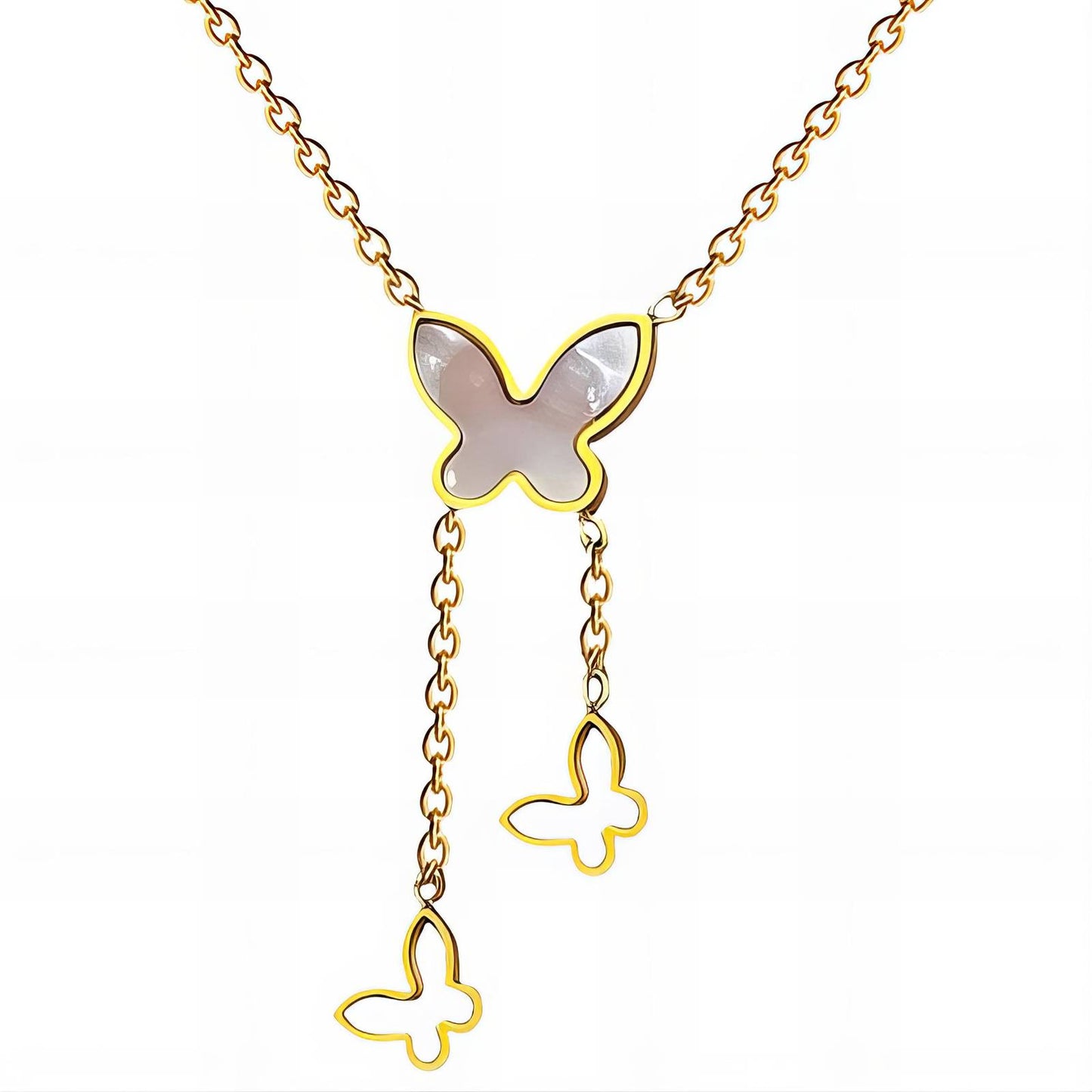 18K gold plated Stainless steel Butterflies necklace, Intensity