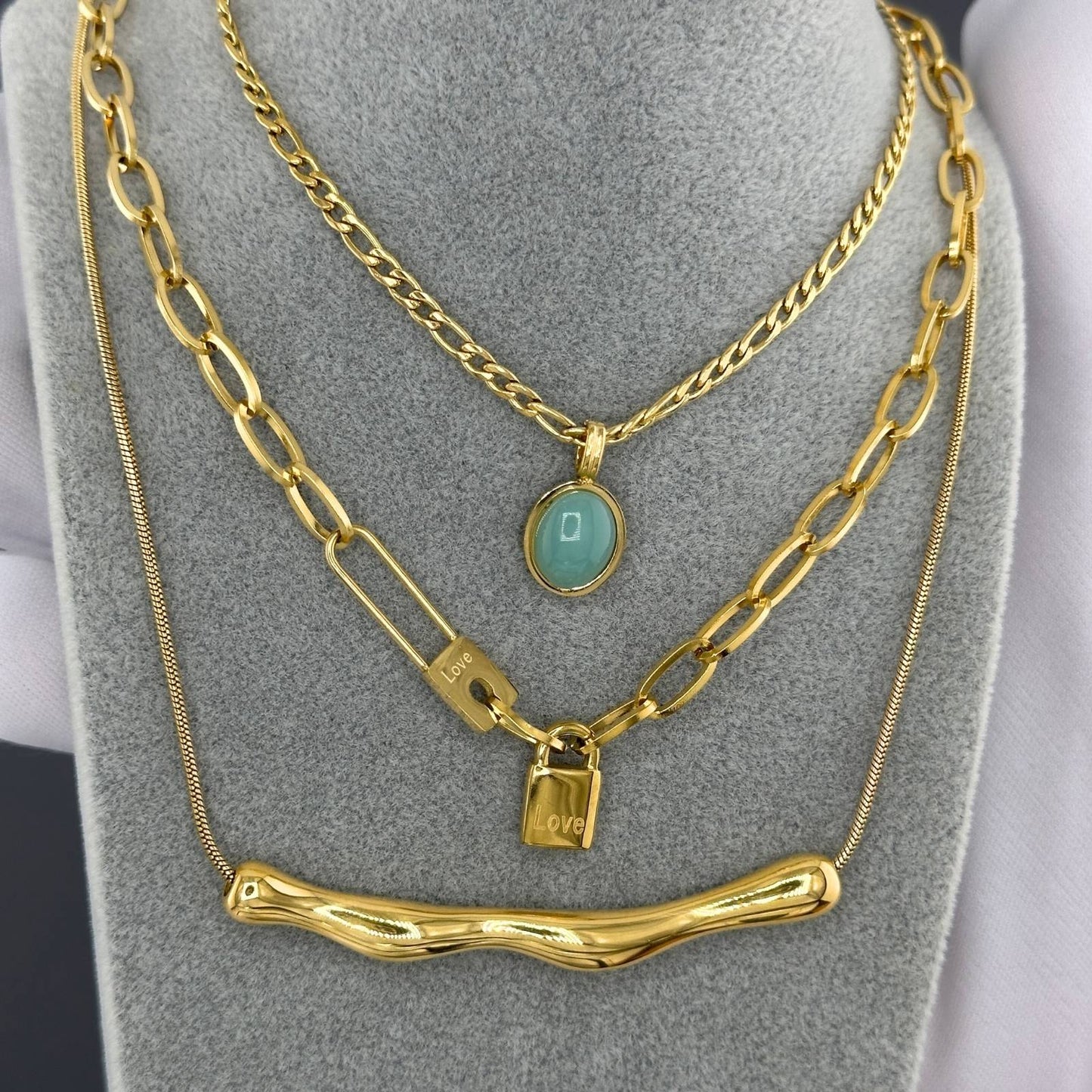 18K gold plated Stainless steel Lock necklace, Intensity