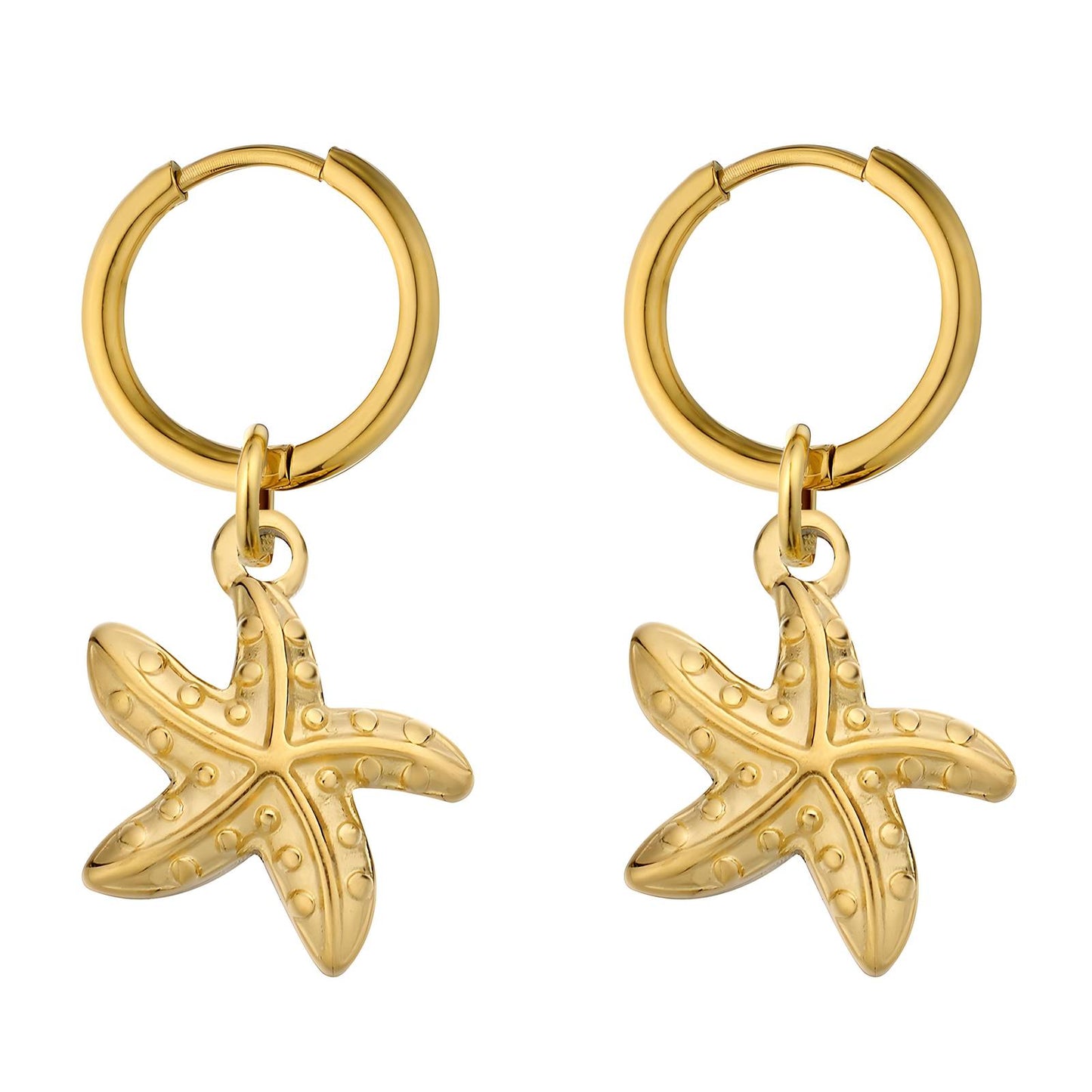 18K gold plated Stainless steel Starfish earrings, Intensity