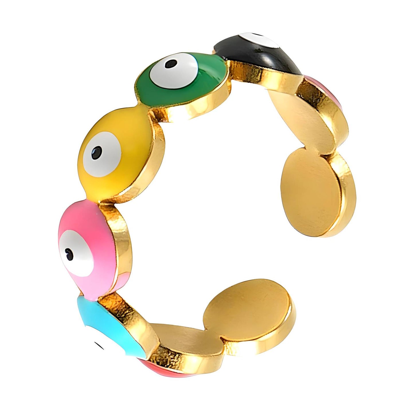 18K gold plated Stainless steel Evil Eyes finger ring, Intensity