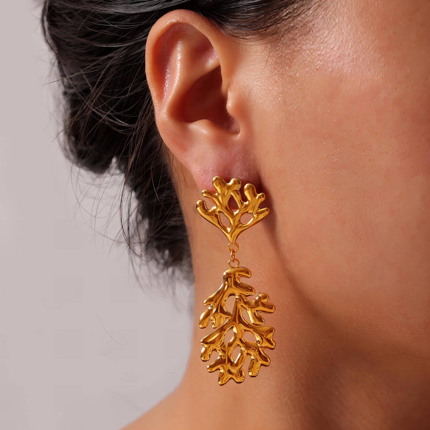 18K gold plated Stainless steel earrings, Intensity