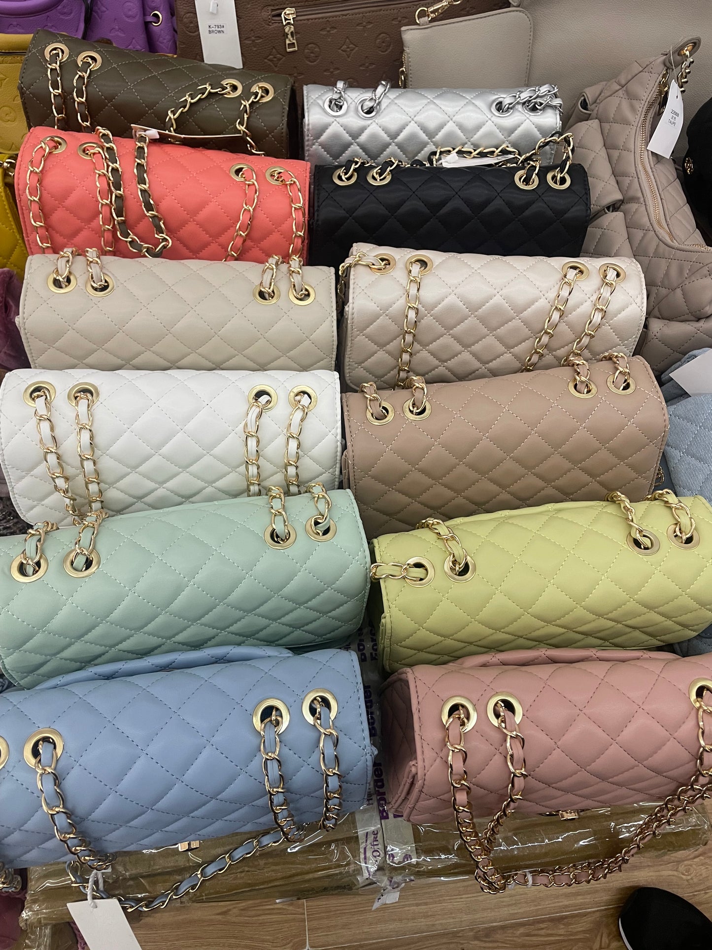 Beige channel handbag shoulder