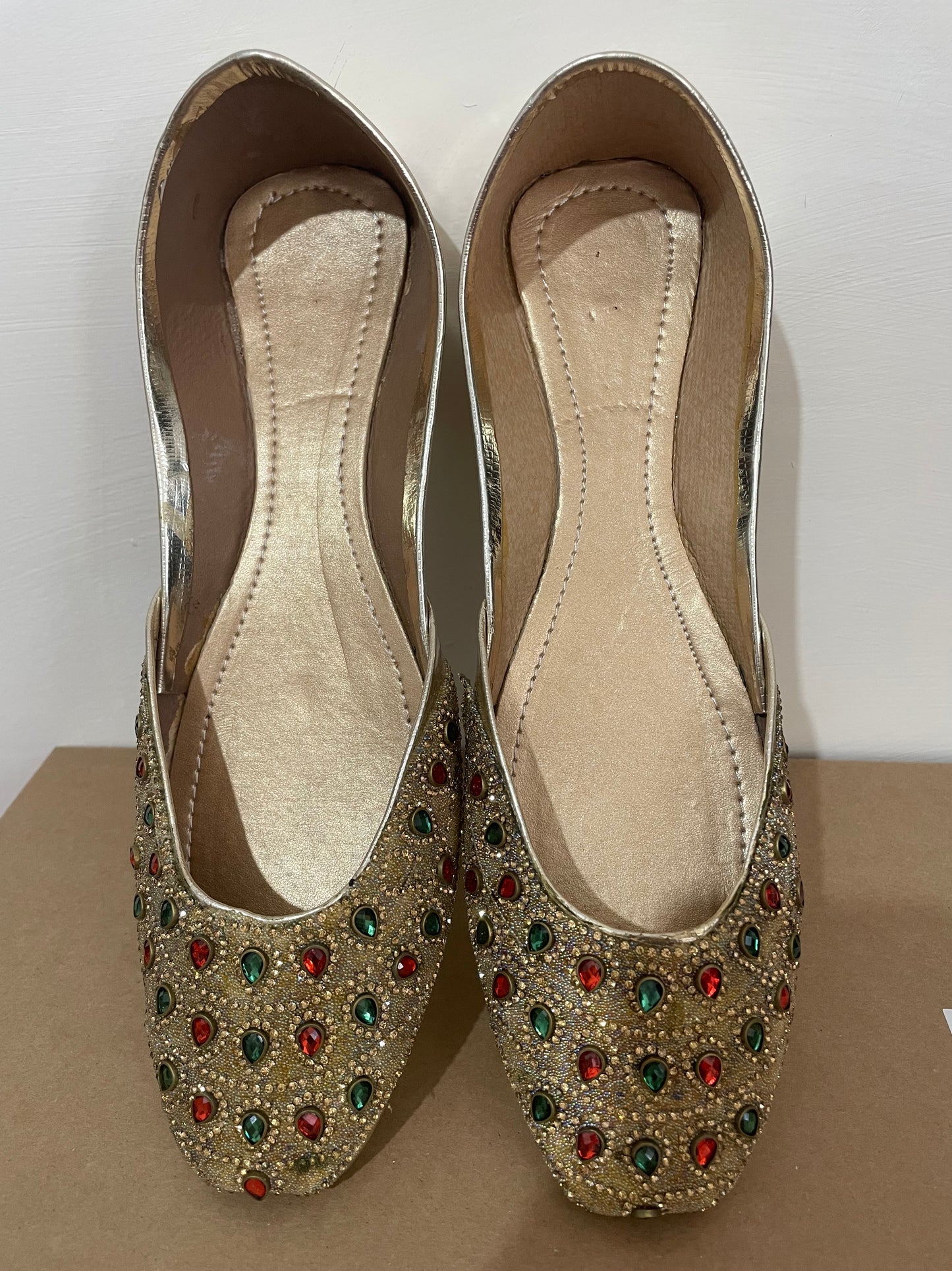 Golden beaded khusa sandals jutti for womens